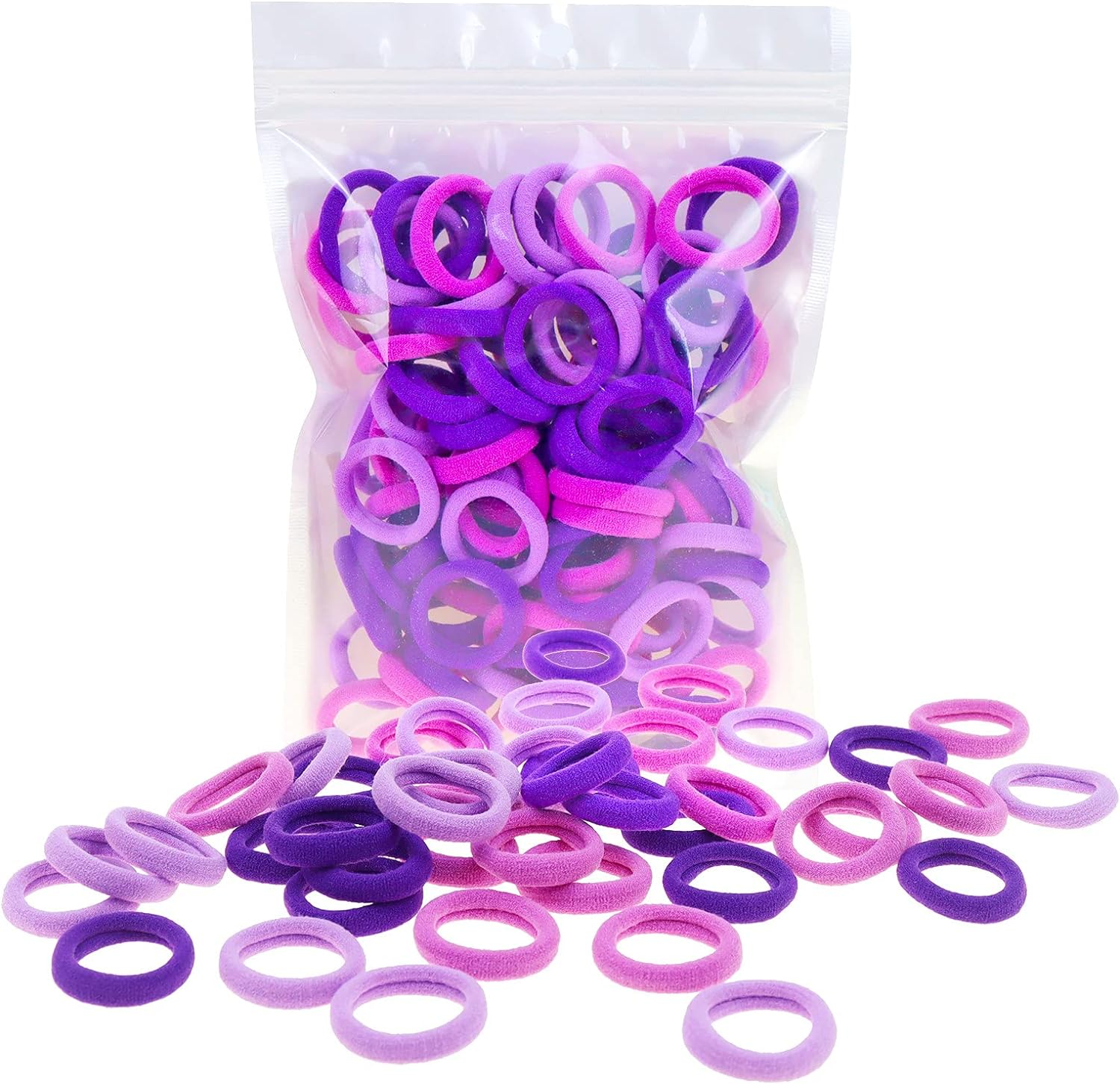 100 Pack Black Color Nylon Small Hair Ties Seamless Colorful Ponytail Holder Toddlers Baby Girls' Hair Elastics image number 6