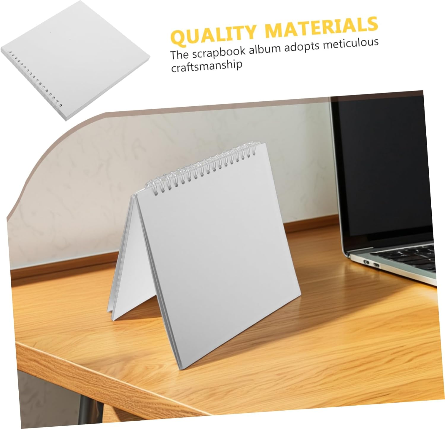 FIXOSHEE Blank Hardcover Scrapbook White Pages for Diy Photo Book Album Craft Projects - Khaki image number 5