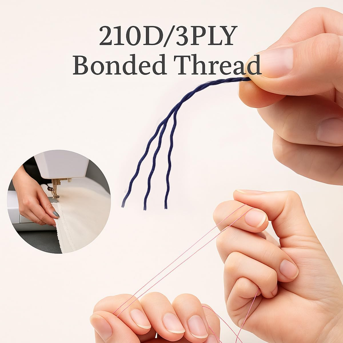 Heavy Duty Polyester Sewing Thread 210D/3Ply UV Resistant Outdoor Thread for Upholstery and Crafts, Compatible with Home & Commercial Sewing Machines, 2 Pack 3000 Yards Total (Black & White) image number 4