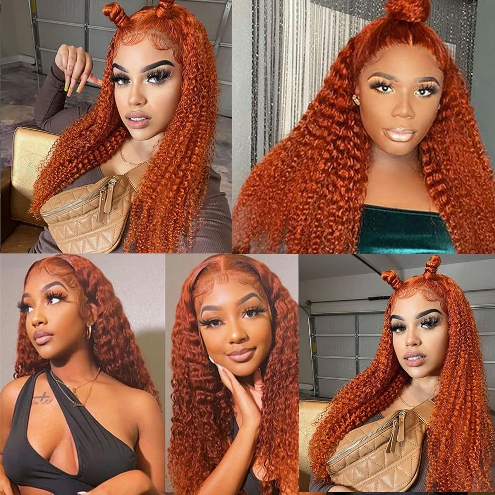 Color Human Hair Bundles 350 Bundles Curly Human Hair Orange Ginger Human Hair Bundles 3 Packs 28" 28" Brazilian Remy Human Hair Orange