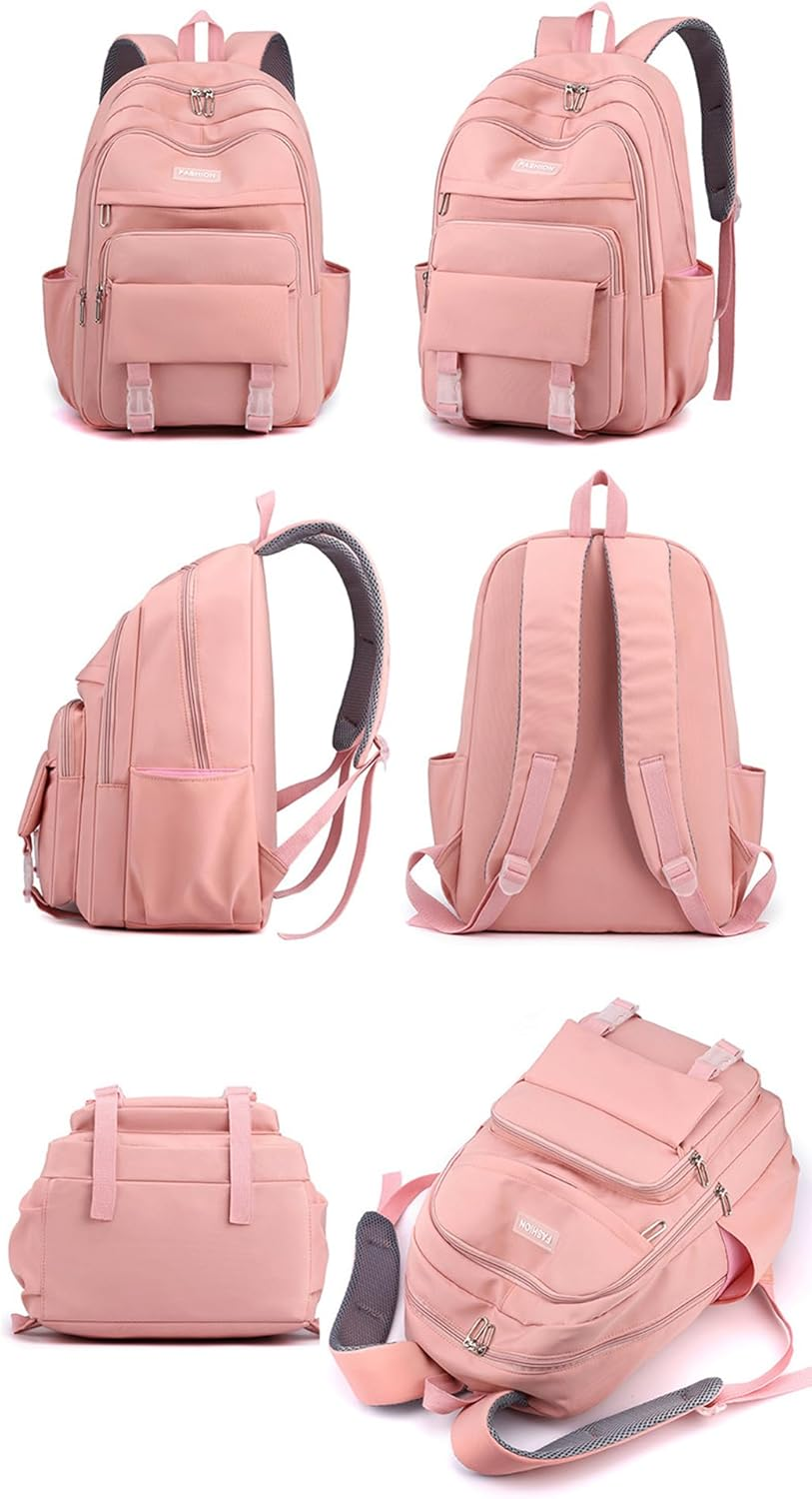 Sellerfun Girls Junior Middle School Backpack Solid Color Casual Daypack Laptop Bag Fit for School Travel Leisure Time image number 3
