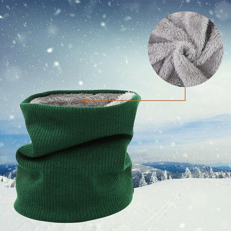 AIMALL Winter Thermal Fleece Scarf Neck Warmer Balaclava, Dual-Layer Ski Tube Beanie for Men & Women - Green image number 6
