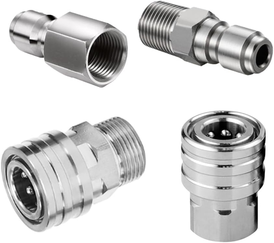 4 Pcs Pressure Washer Adapter Set, Quick Disconnect Kit, Pressure Washer Fittings, Pressure Washer Quick Connect Adapter Kit, Stainless NPT Female and Male Thread, 1/4In image number 1