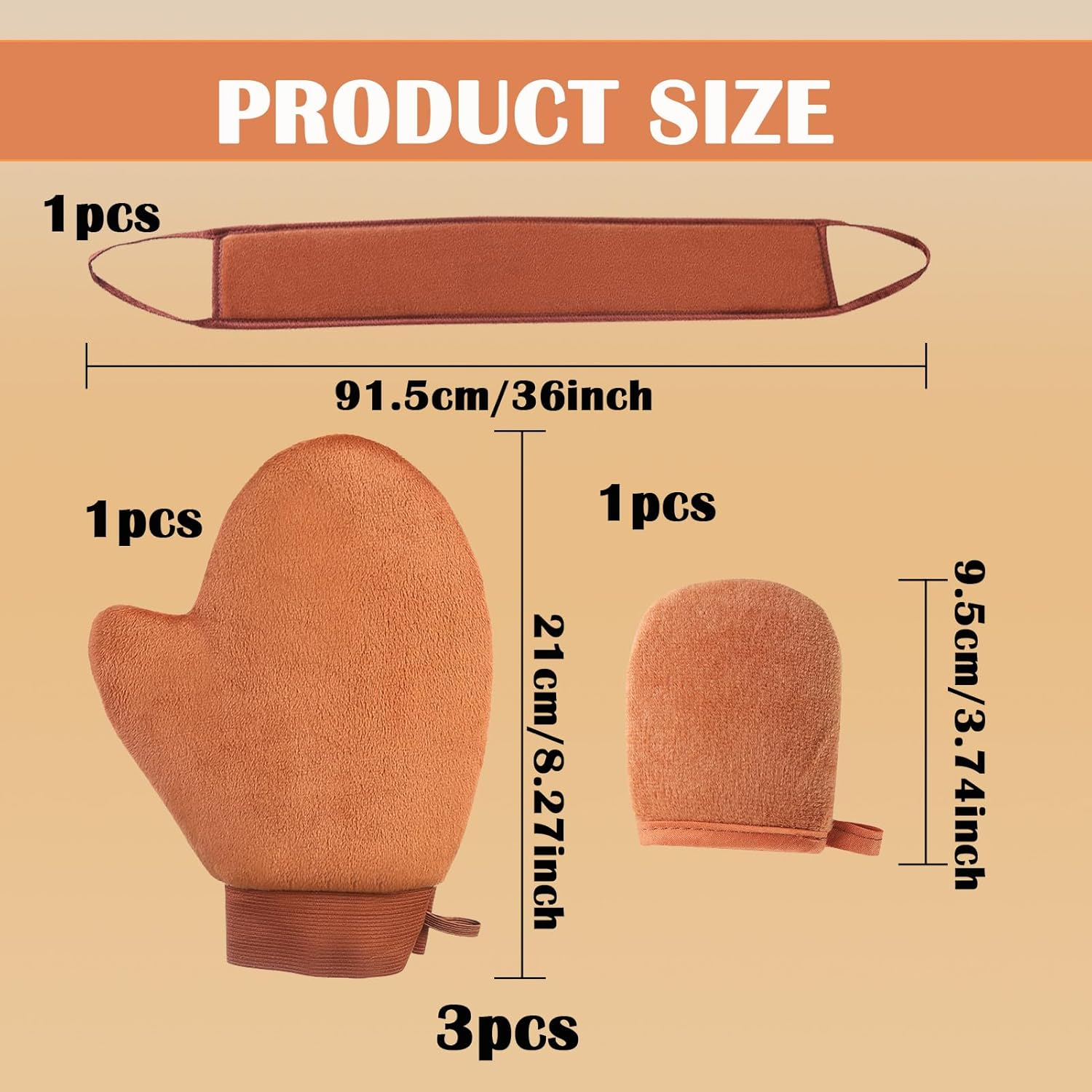 2 in 1 Self Tanning Mitt, 3 Pcs Self Tan Applicator, Evenly Apply Lotion Applicator, Thumb Ultra Soft Tanning Glove with Streak-Free Bronzed Glow for Fake Tan, Sunless Tan & Spray Tan image number 3