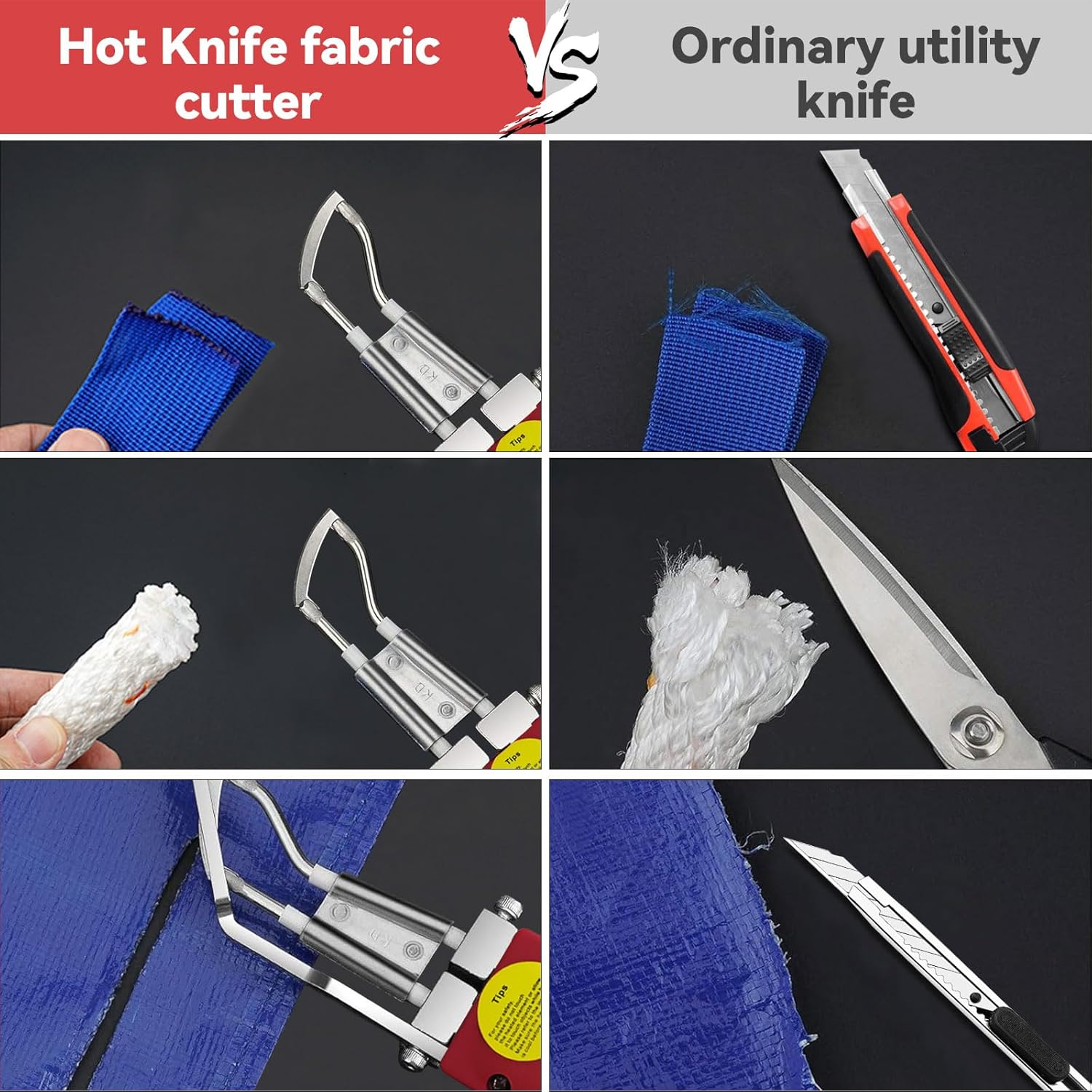 100W Electric Hot Knife Rope Cutter Hot Knife Cutting Tool Fabric Cutter with Heat Dial, 2 Blades, Wire Brush & Hex Wrench &ndash; for Synthetic Fabric, Straps, Canvas, Webbing, Cord