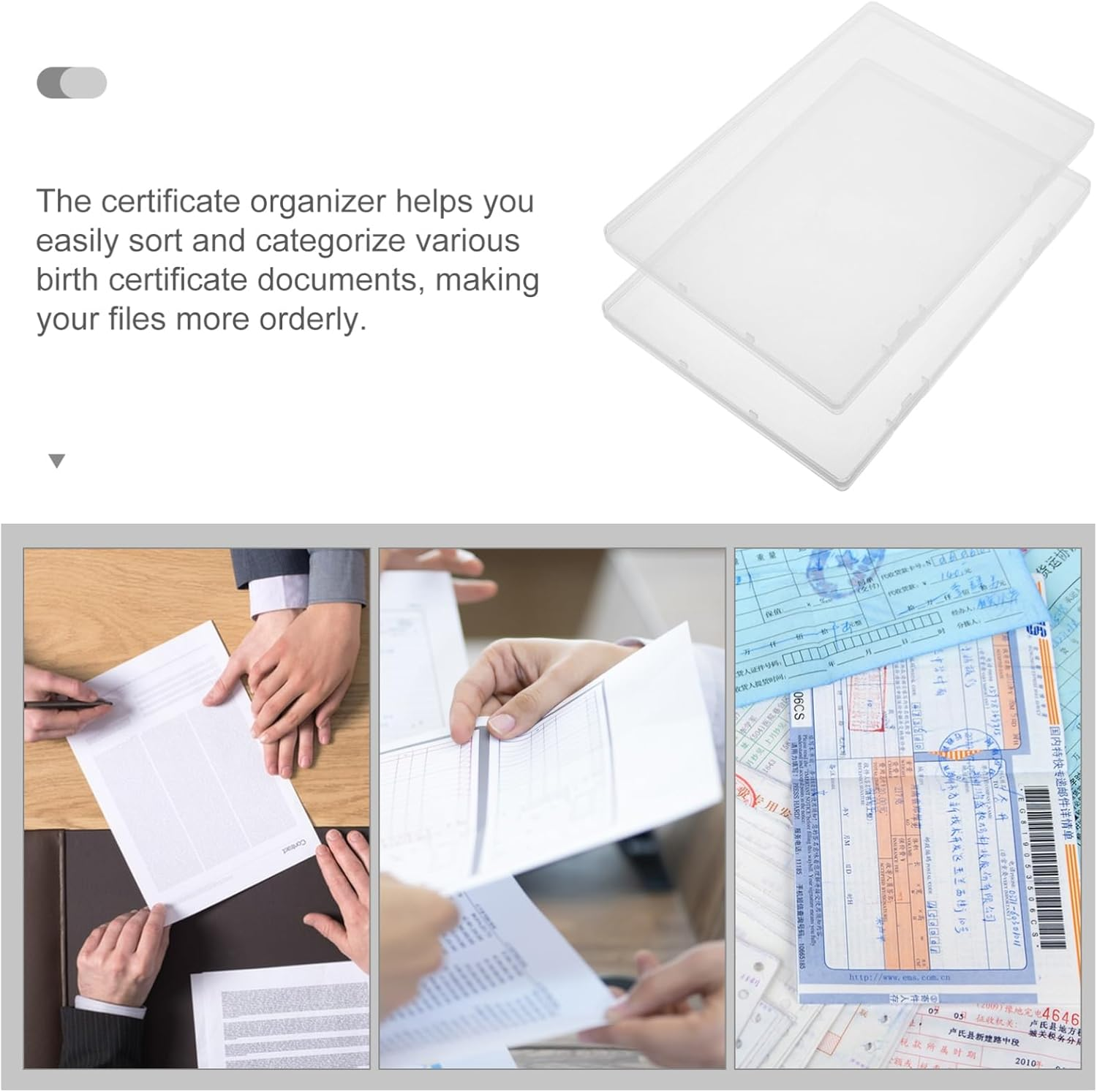 NOLITOY 2Pcs A5 Birth Certificate Storage Box Lid Plastic Organizer for Important Documents Keepsake Holder for Travel and Home Office image number 2