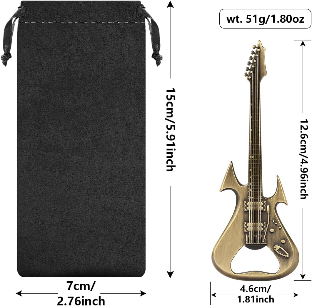 Bronze Guitar Bottle Opener, Beer Gadgets, Guitar Shaped Beer Opener, Novel Gifts for Men Women, Musical Instrument Gift for Guitarist, Musician, Music Presents, Christmas Gifts, Kitchen Pub Tools - Dark Silver With Bag image number 4