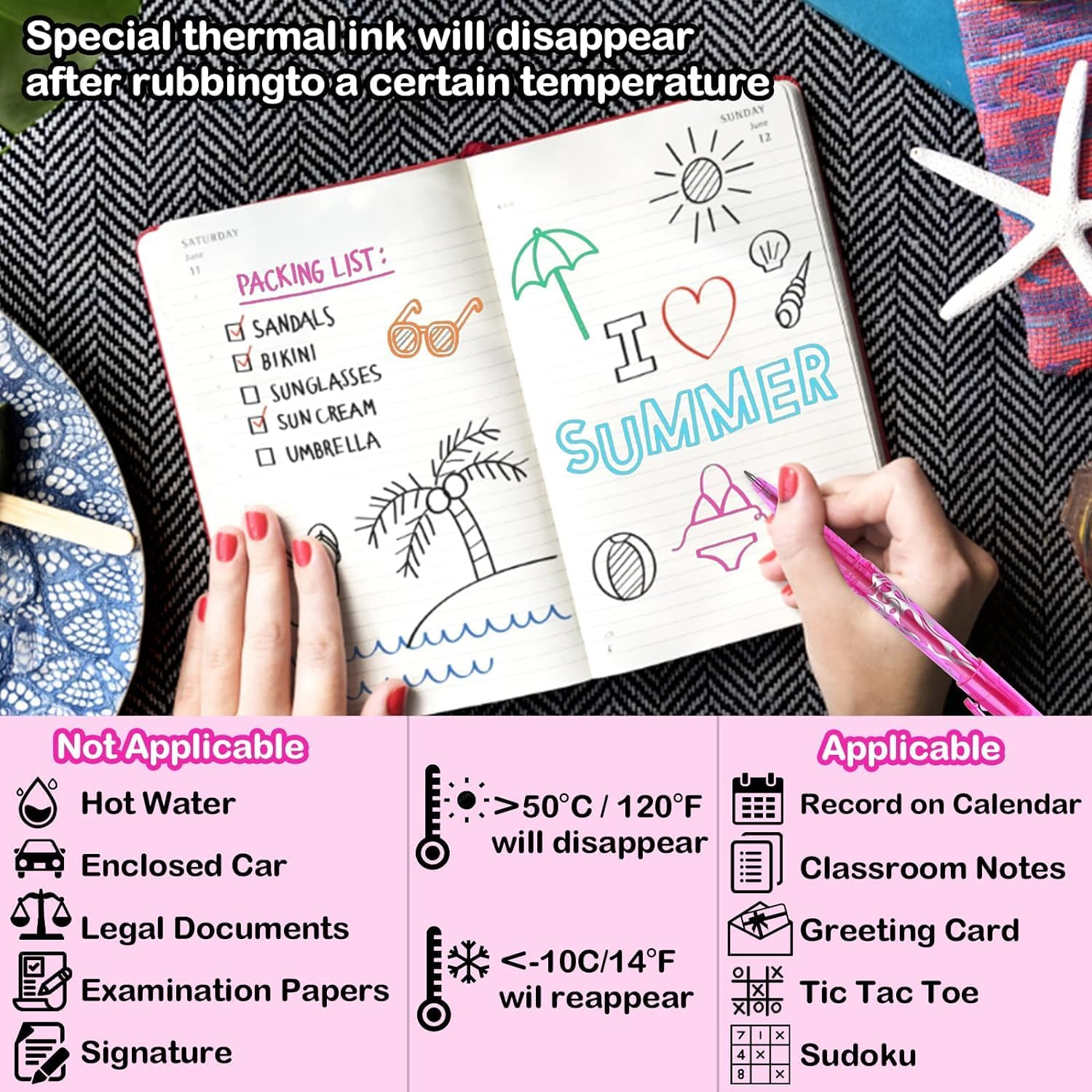 8Pcs Erasable Gel Pens, Quick-Drying Rolling Ball Pens with 0.5Mm Tip, Rub Out Liquid Ink and Rubber image number 6