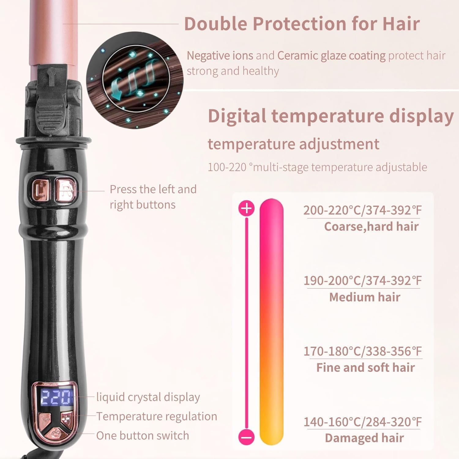 Shiexiu Newest 28Mm/1.1 Inch Automatic Curling Wand Rotating Curling Iron for Long Short Hair, Automatic Hair Curler with LED Display, Professional Hair Waver Hair Styling Irons Fast Heating Wand image number 1