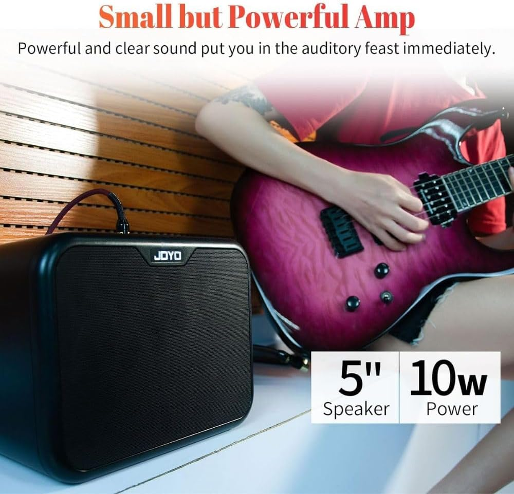 JOYO MA-10E 10W Small Electric Guitar Amp Mini Portable Guitar Practice Amp Battery Powered Combo Guitar Amplifier Dual Channel and Aux Input Jack image number 3