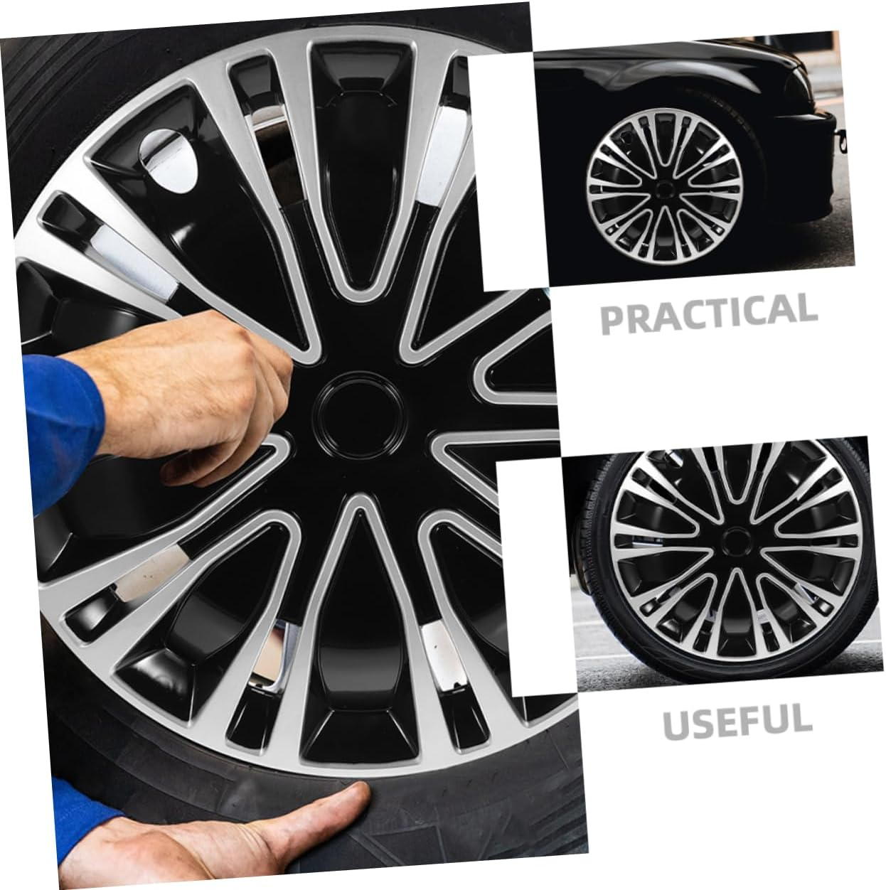 FUNOMOCYA 2Pcs Car Decorative Hubcap Rim Covers Wheel Hubcap Protector for Automotive image number 6