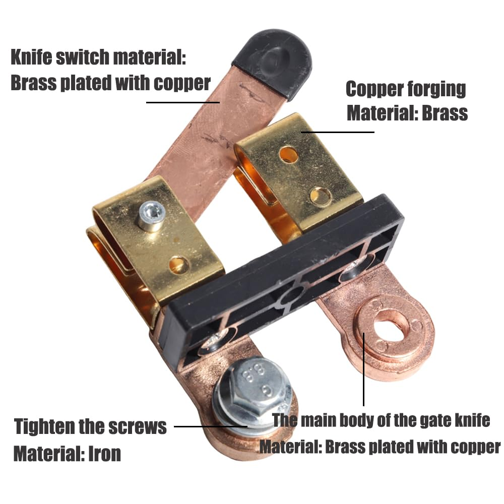 Aikoolwer Side Post Knife Blade Master Switch 12V 24V Battery Disconnect Switch Isolator Marine Car Boat RV ATV Vehicles (Kit) image number 1