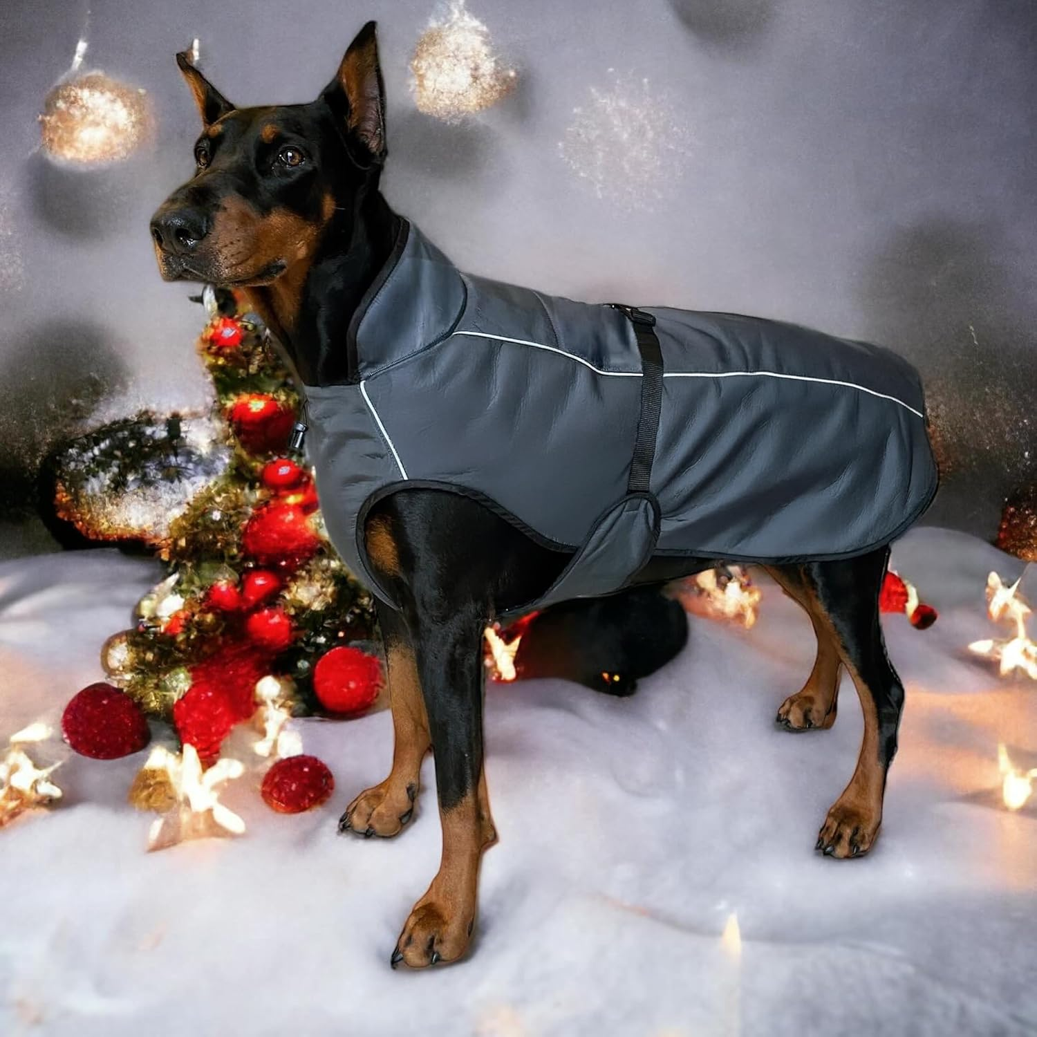 Dog Winter Coat - Waterproof Heat-Reflective Insulated Vest, Snow Jacket, Quick Adjust Fit, Warm and Cozy Cold Weather and Rain Wear for Small to Large Breeds (Dark Gray, Large) image number 2