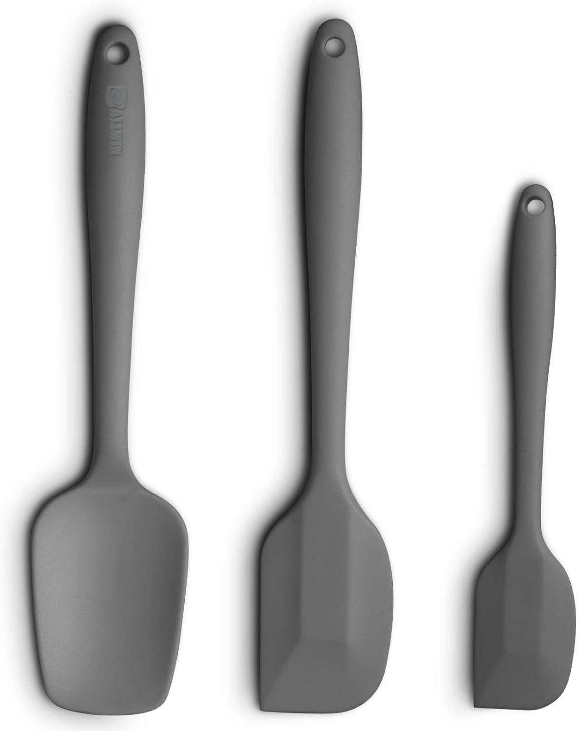 Silicone Spatulas Set Turners Tongs Cooking Utensils Set High Heat Resistant Kitchen Scraper Spatulas for Cooking Mixing Baking BPA Free Dishwasher Safe, Grey