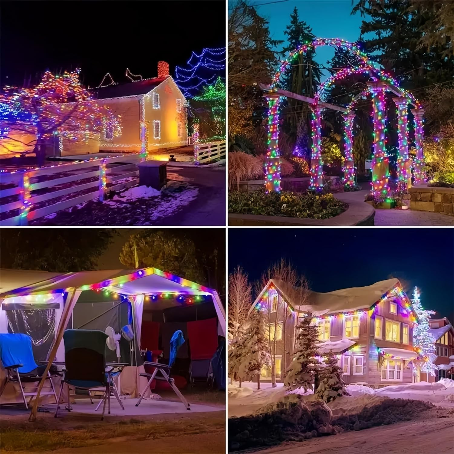 4Pack Solar Fairy Lights, Total 40M/131.2FT 400Led Solar String Lights,Cooper Wire String Lights with 8 Modes,Solar Garden Lights Waterproof for Patio Yard Trees Christmas Wedding Party image number 7