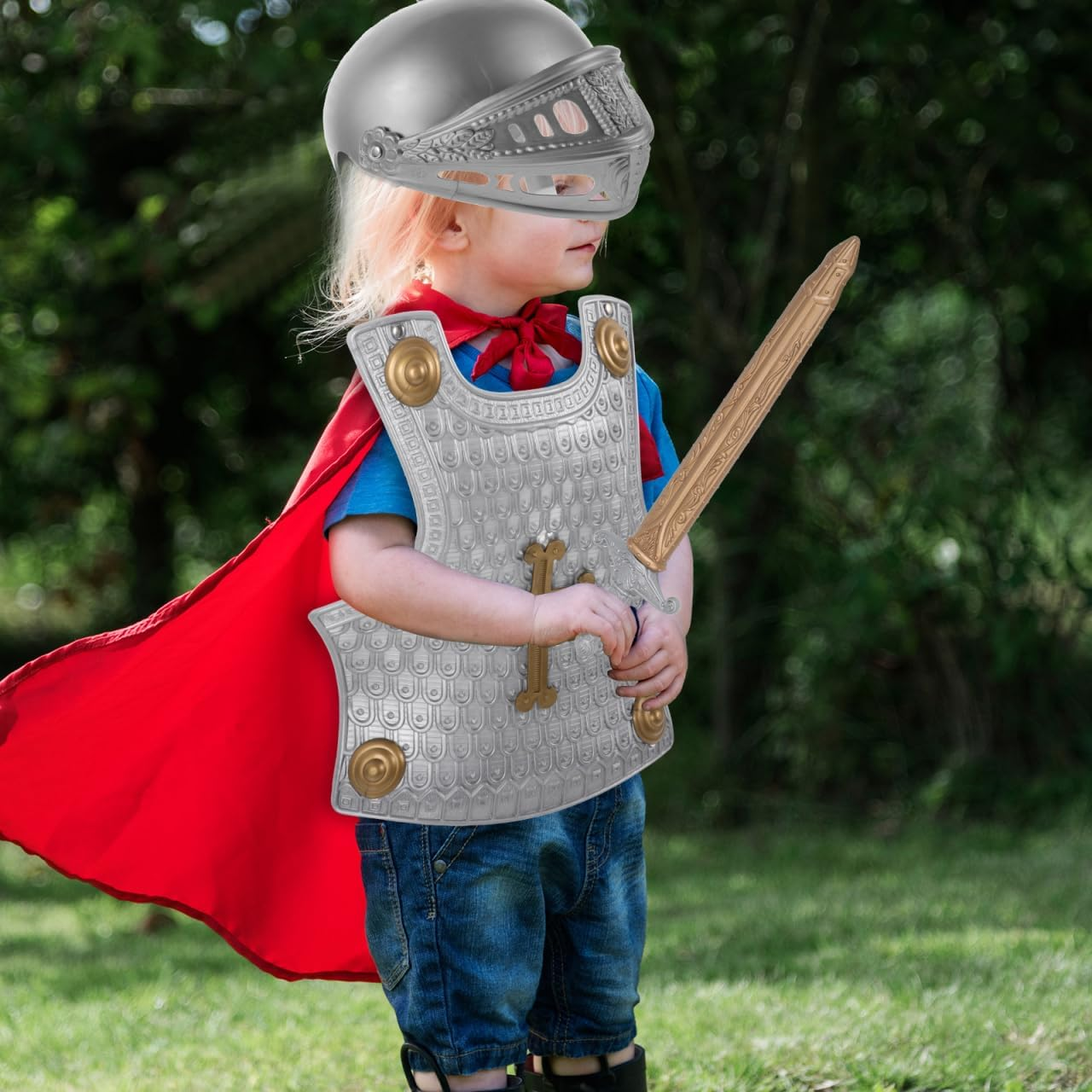 Retro Armor Set for Kids - Realistic Roman Knight Costume with Breastplate and Shield for Dress up Play - Interactive Fun for Boys and Girls image number 3