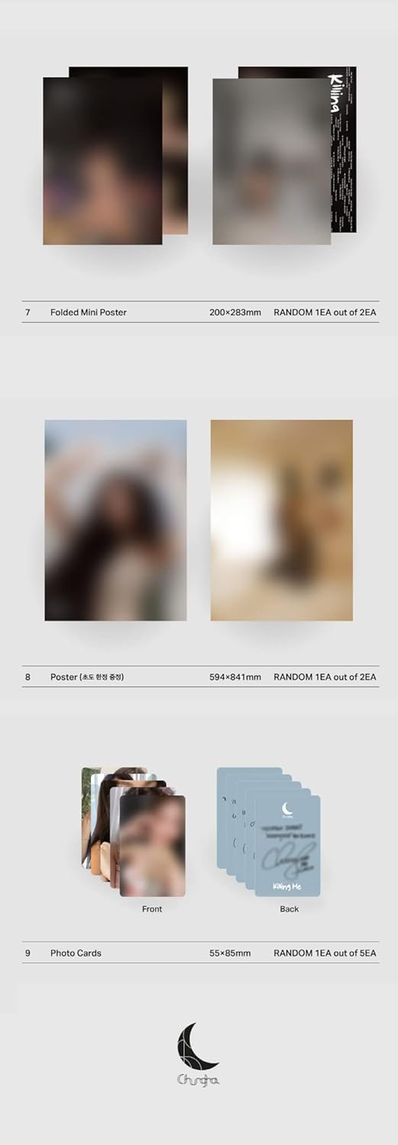 CHUNGHA CHUNG HA Killing Me Special Single Album Cd+1P Folding Poster on Pack+98P Photo&Illust Book+Lyric Sticker+Lyric&Coloring Paper+40P Postcard Book+1P Photocard+Message Photocard Set+Tracking image number 1