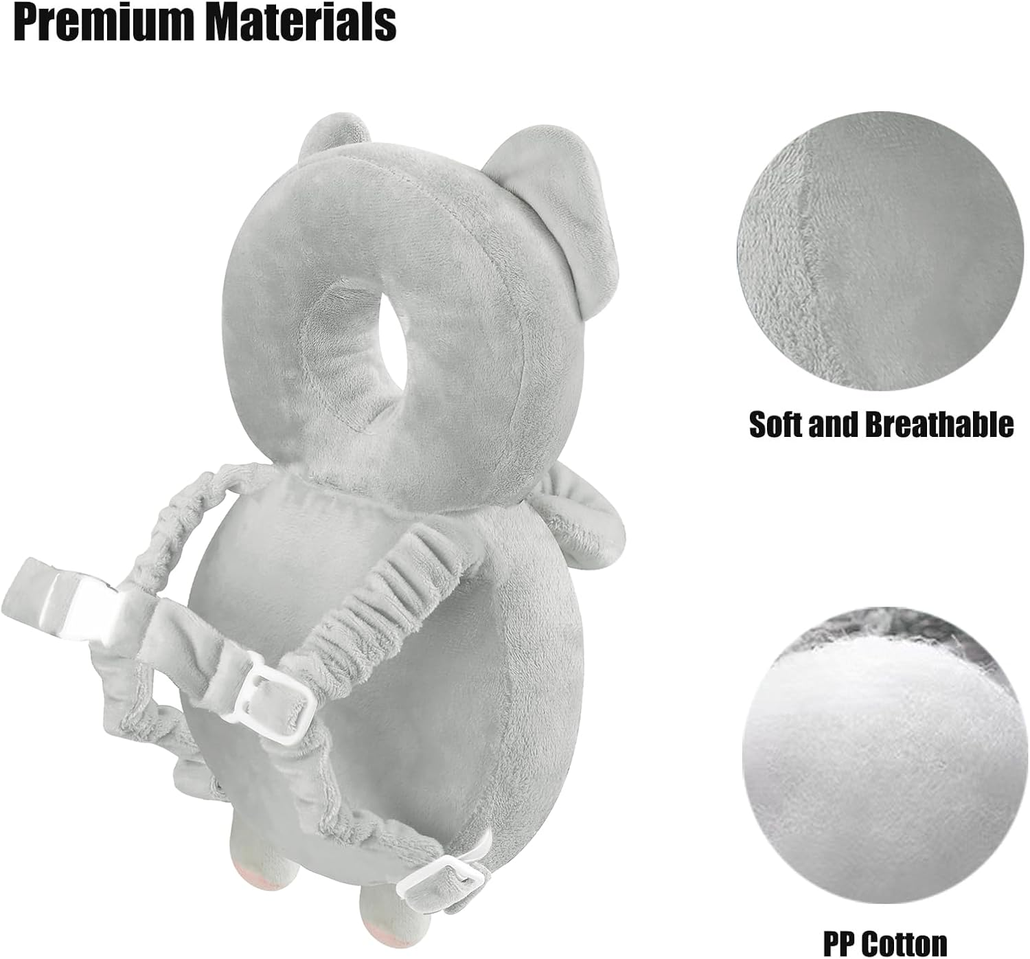 Pandaear Baby Head Protection Backpack, Toddler Walking Head Protector, Adjustable Head Protector Pad Safety Cushion (Elepant) image number 4