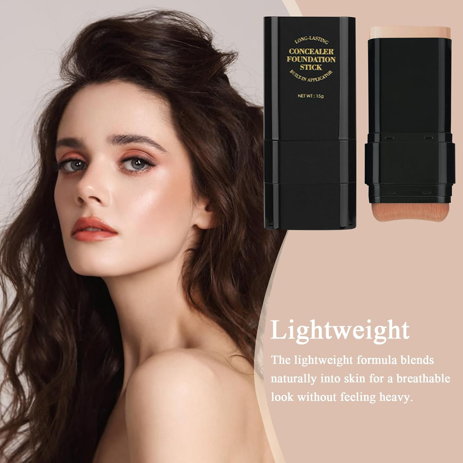 Concealer Foundation Stick - Full Coverage Foundation Stick | 15G Moisturizing Makeup for Women | Brightens Skin Tone, Non-Transfer, Dual-Ended Concealer Cream, Long-Lasting Face Primer for Ladies image number 4