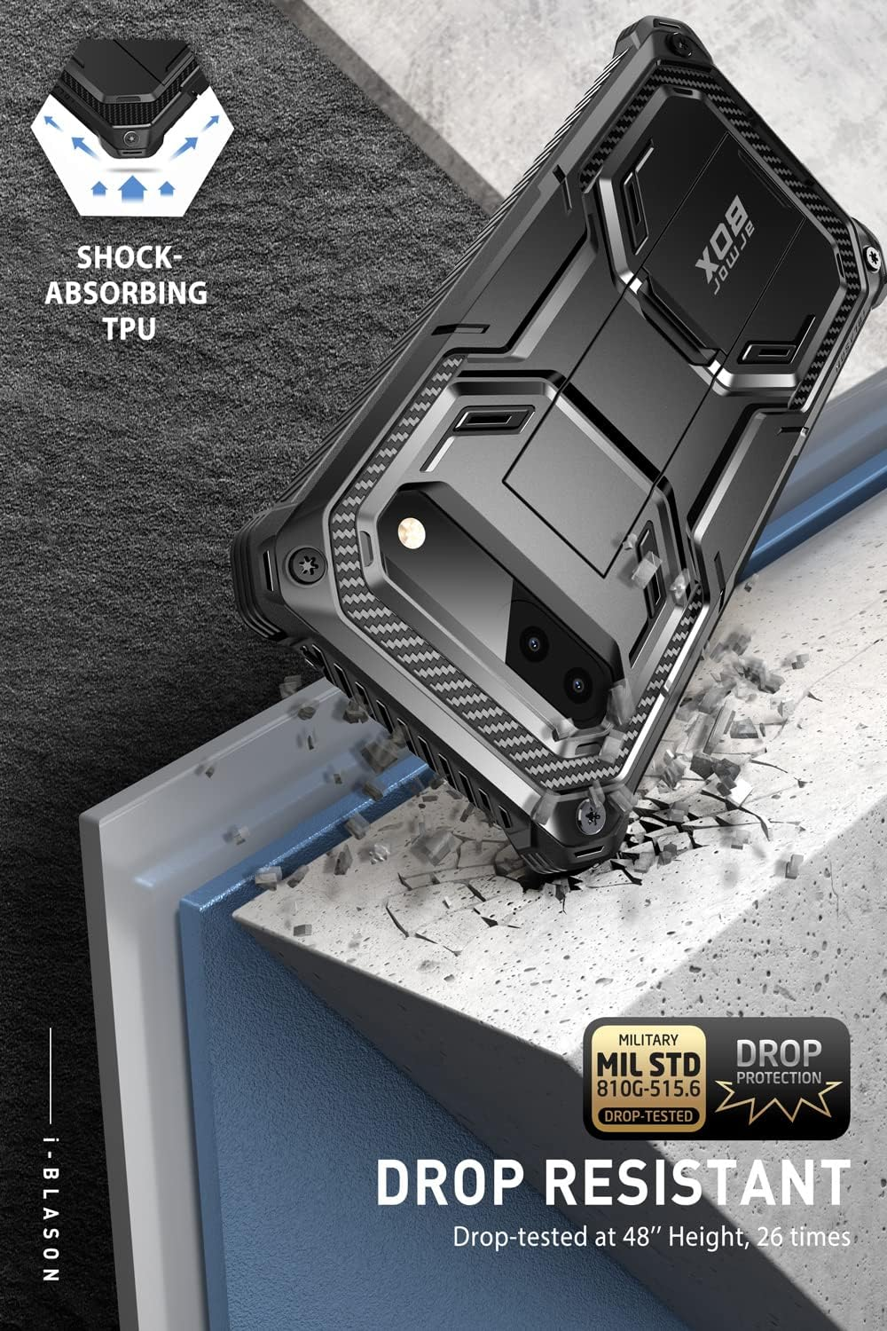 I-Blason Armorbox Lite Series for Google Pixel 7A Case (2023 Release), [2Pcs Tempered Glass Screen Protectors] Slim Protective Bumper Case with Built-In Kickstand (Black) image number 6