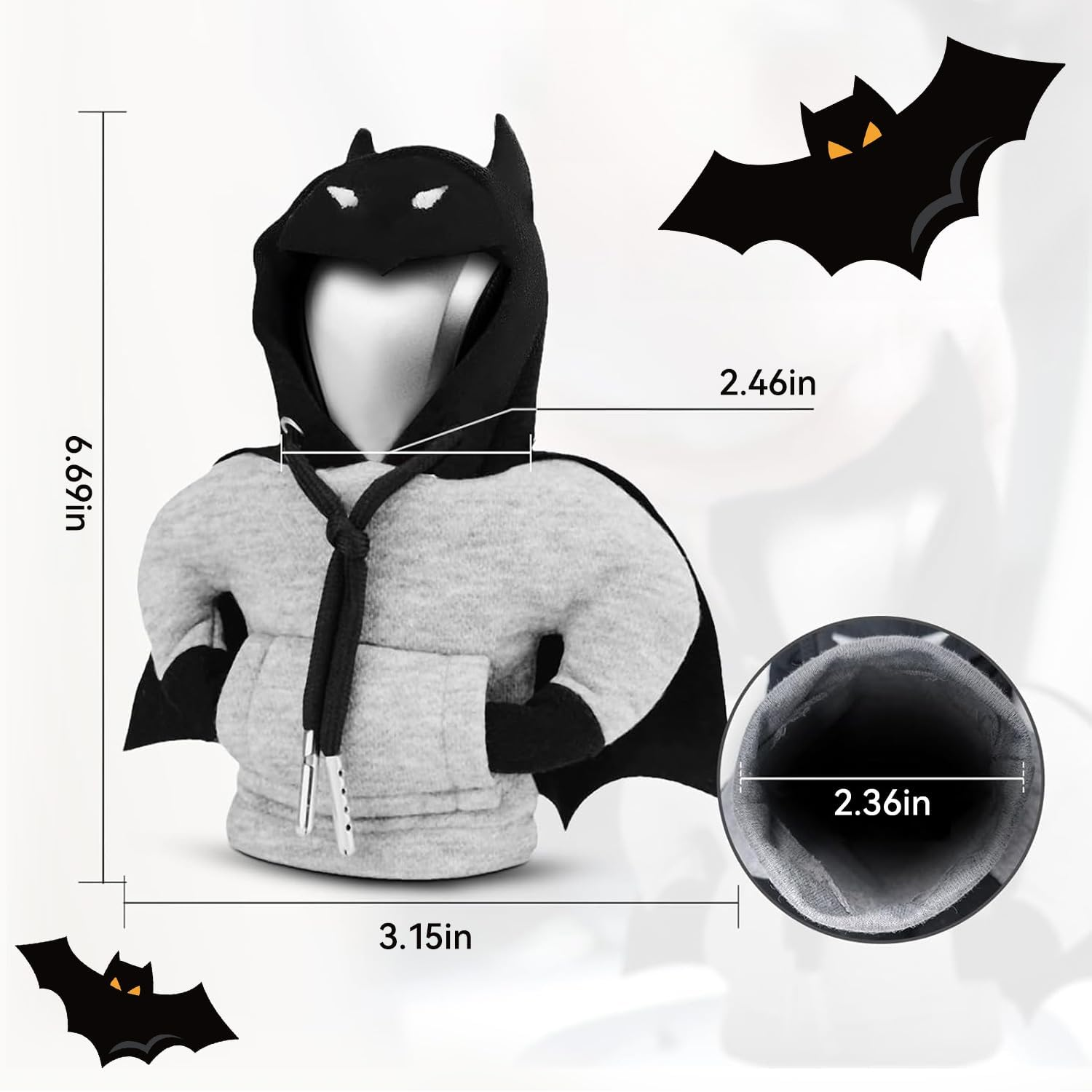 Hoodie Cover Shift Gear Knob Protector Car Accessories Interior Gear Stick Cover Decoration (Black) image number 4
