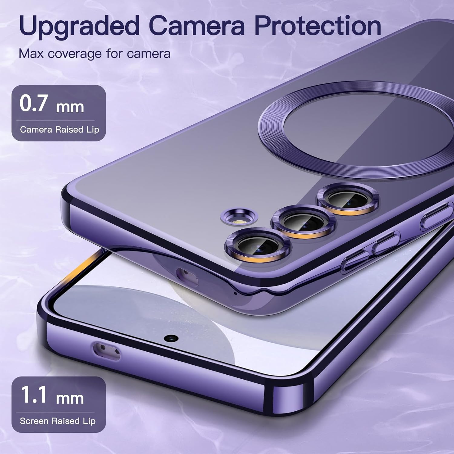 Jetech Soft Clear Case for Samsung Galaxy S24 6.2-Inch, Camera Lens Full Protection, Compatible with Magsafe Wireless Charging, Shockproof Electroplated TPU Phone Cover (Cobalt Violet) image number 3