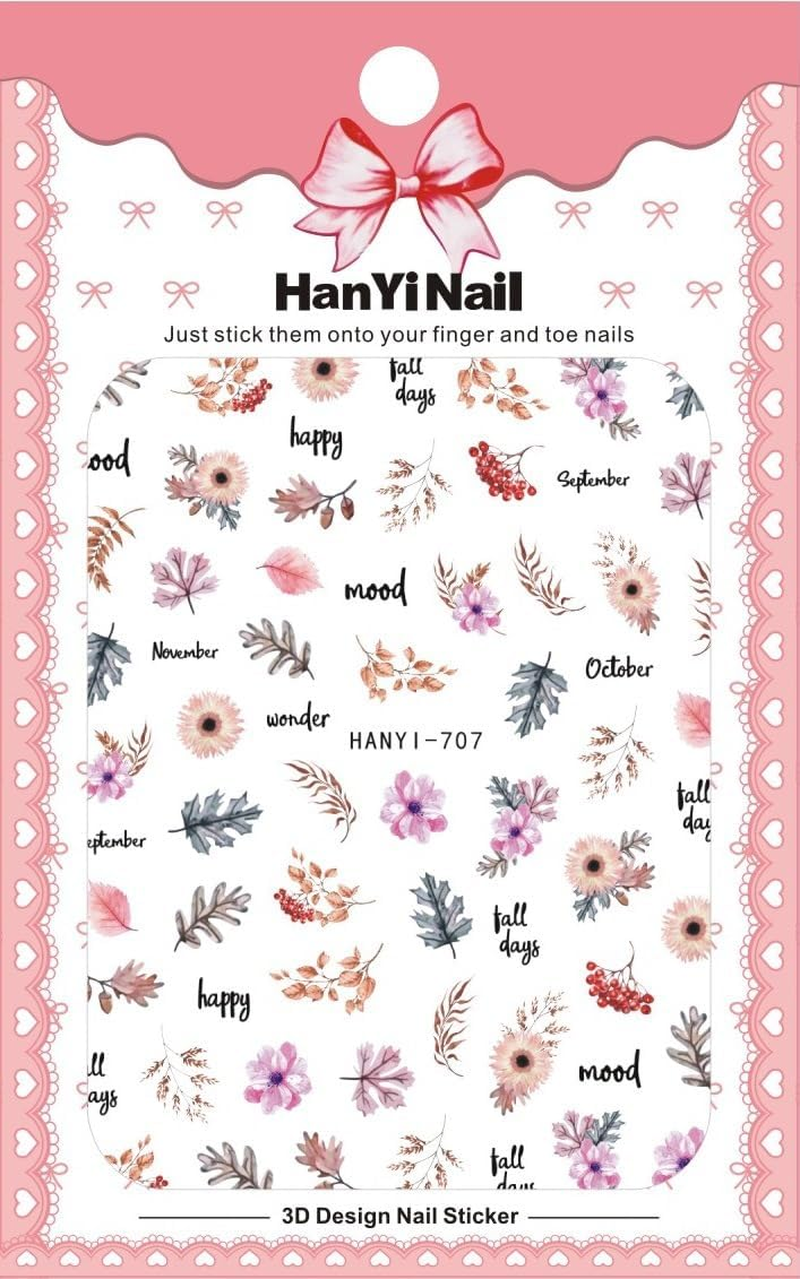 14 Sheets Flower Nail Art Stickers,Nail Art Supplies Orchid Butterfly Colorful Design Nail Accessories for Women Nail Decorations