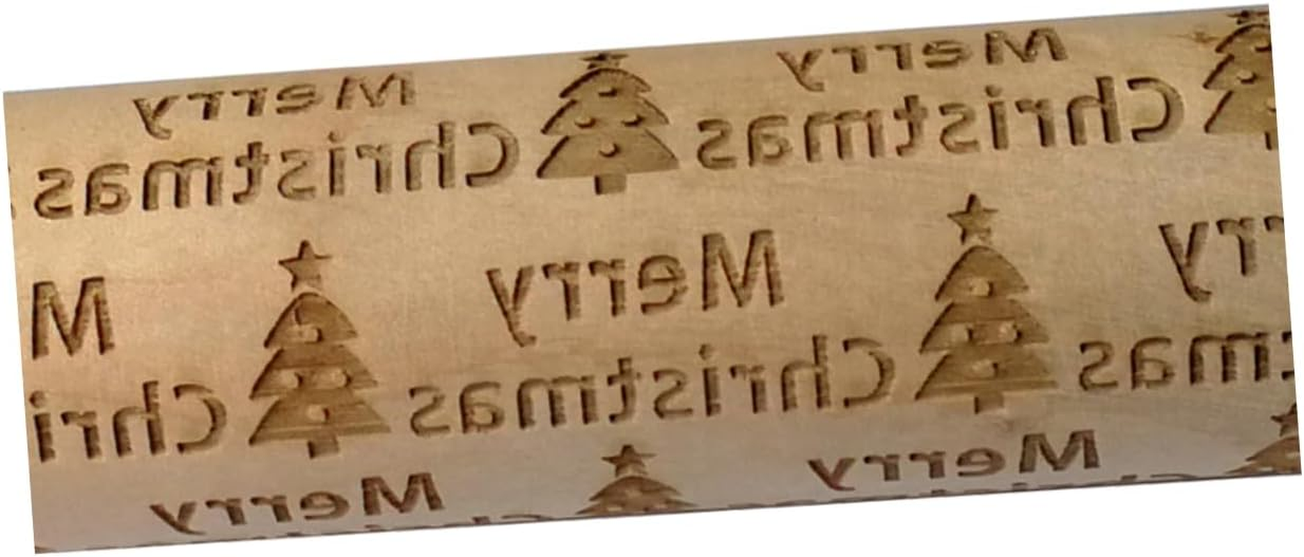 LABRIMP Wood Rolling Pin Christmas Printing Creative Wooden Rolling Pin for Home Store Baking Holiday Decorative image number 4