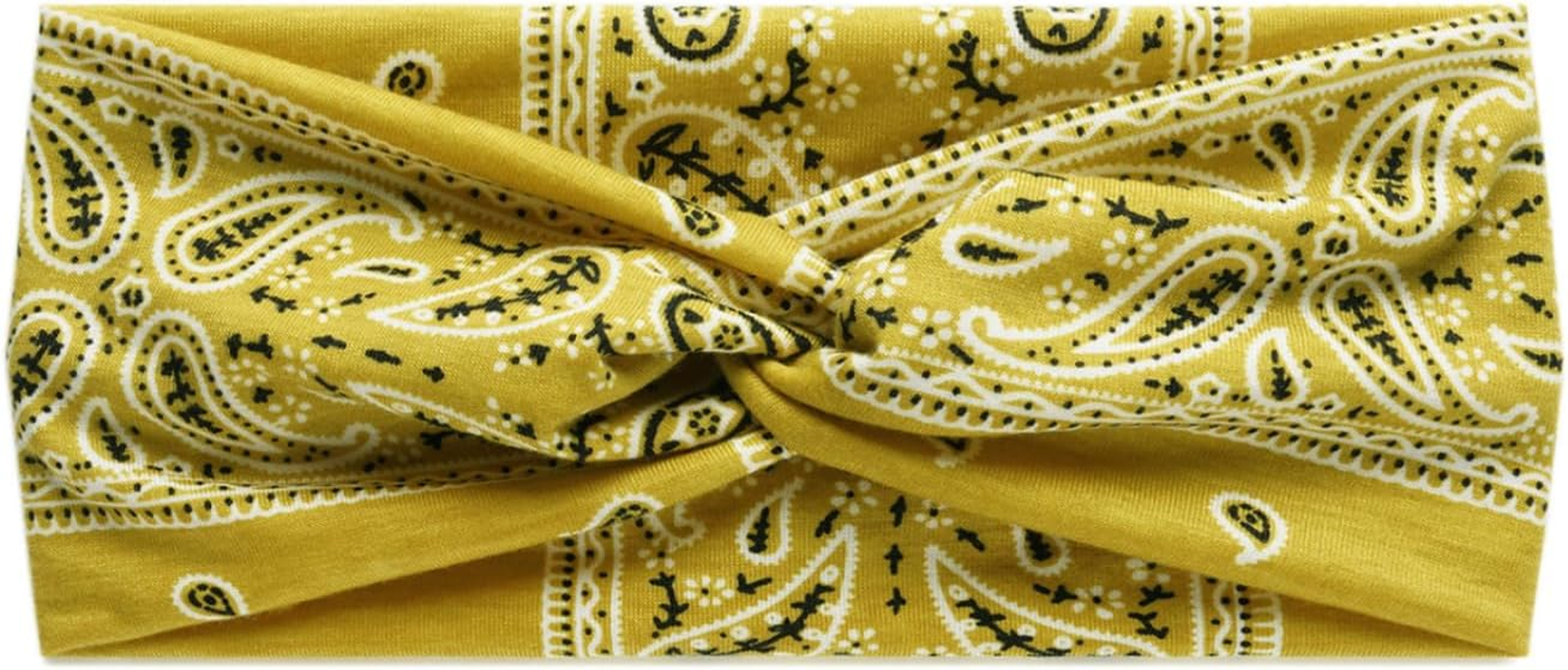 6Pcs Bandana Headbands for Women Wide Wavy Headscarf Boho Head Scarfs Wraps Turban Fabric Elastic Headband Yoga Hairbands Sport Running Headscarves - F15Amoeba image number 3