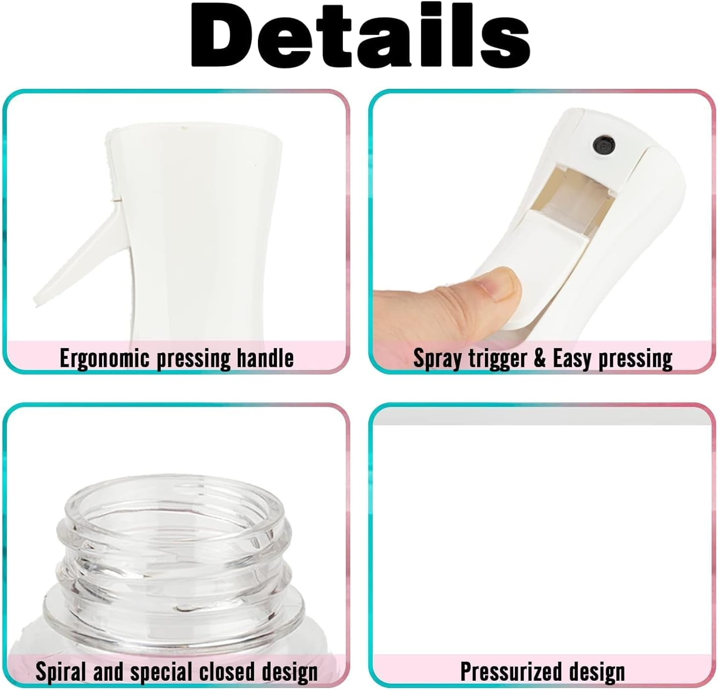 Continuous Spray Bottle, 6.8OZ /200ML Hair Mister Spray Bottle, Fine Mist for Salons,Barber, Plants, Skin Care, Cleaning(Red Blue Gradient,1 Pack) image number 2