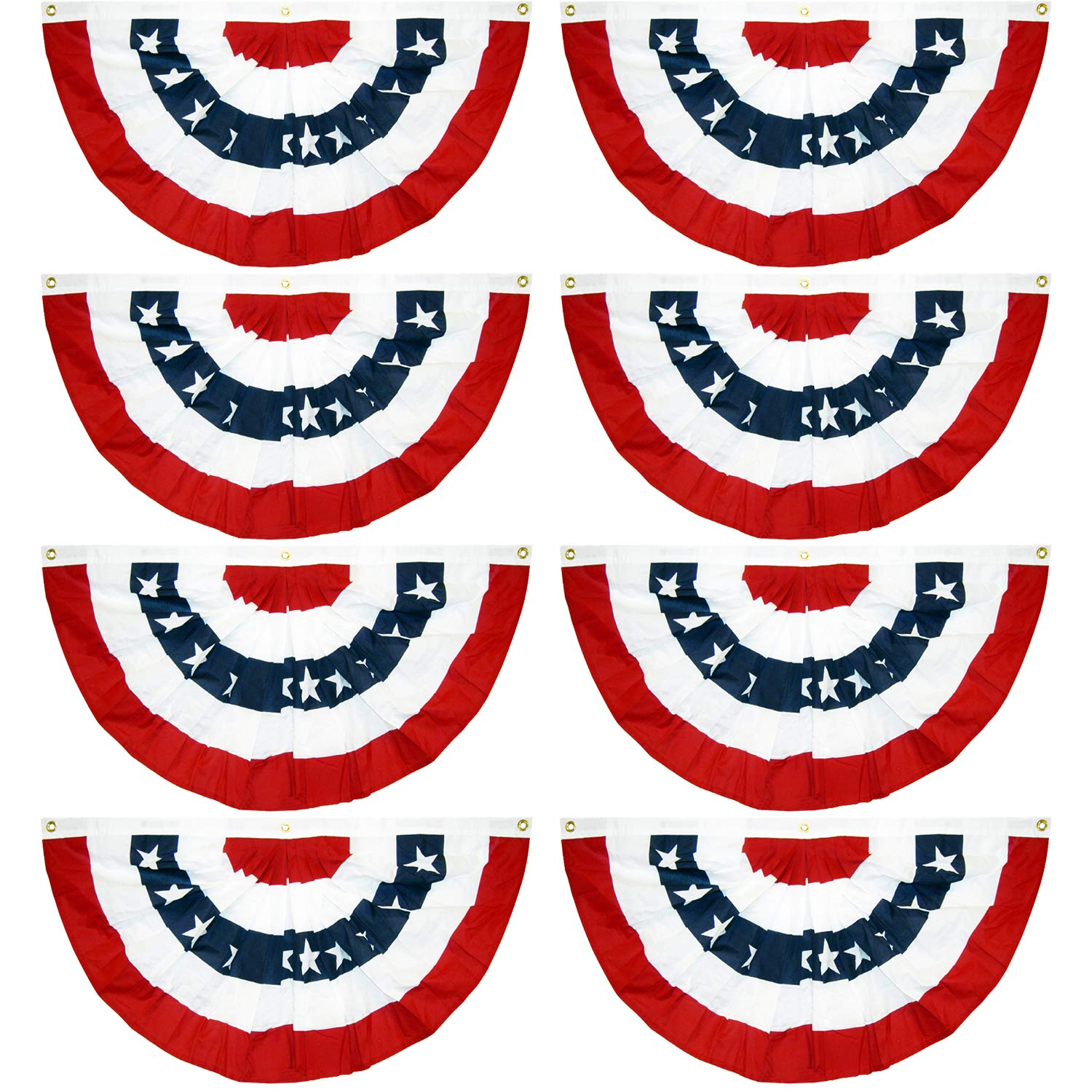 Ebaokuup 10PCS USA Patriotic Pleated Fan, 3X1.5Ft American Bunting Banner, Stars and Stripes Flag for Memorial Day and 4Th of July