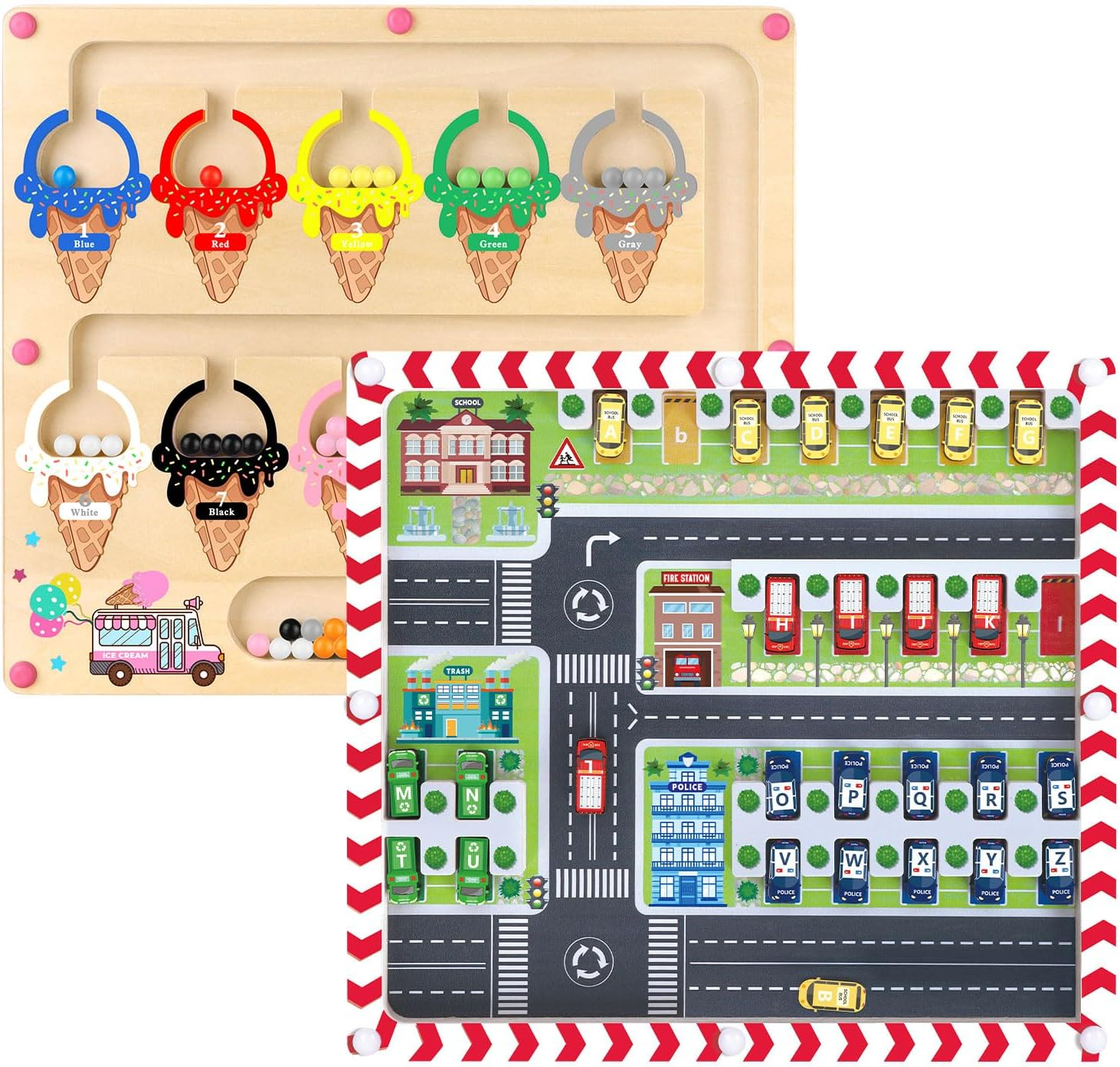 Magnetic Colour Sorting Toys 2 in 1 Montessori Maze Board Educational Toys for Kids Age 3 to 6 Wooden Magnetic Puzzles Fine Motor Skills Toys for Toddlers Busy Board Game