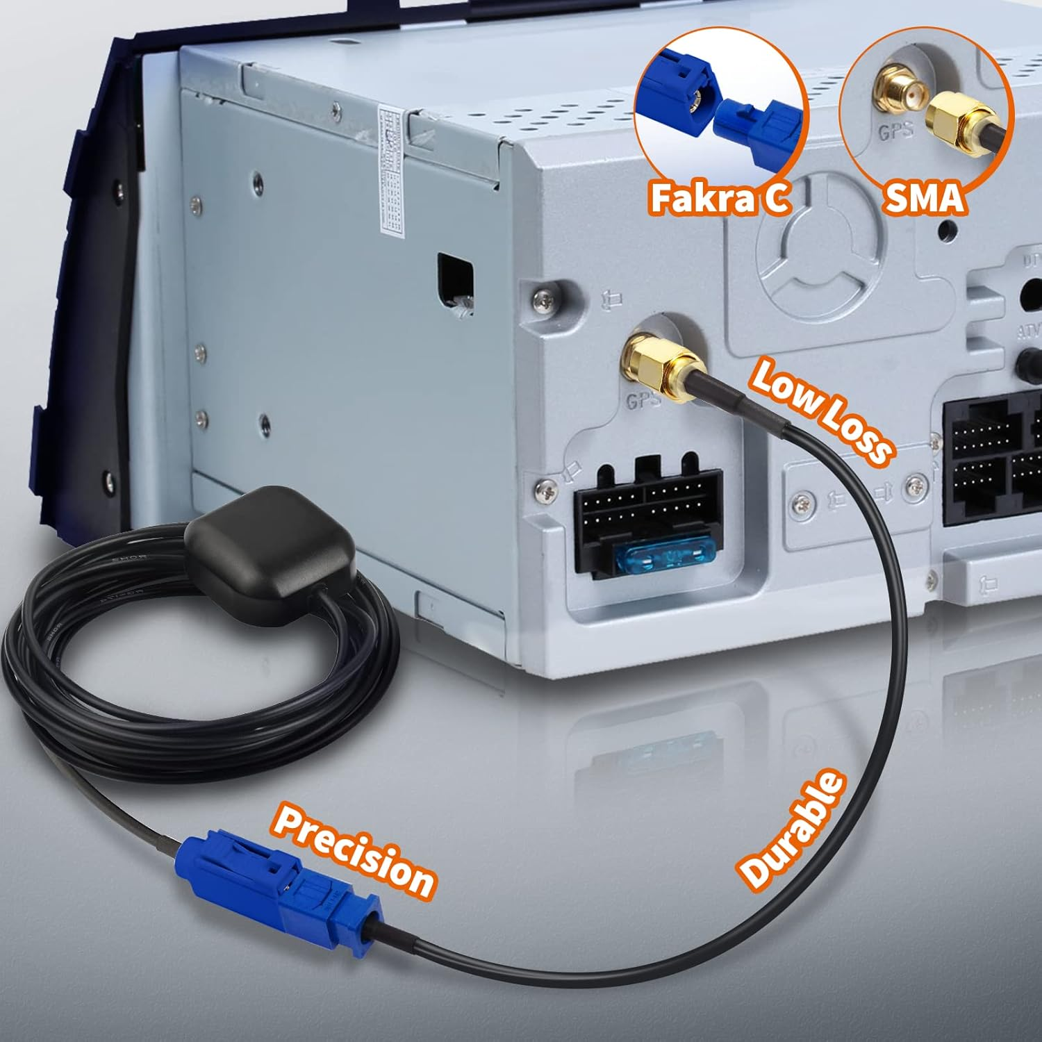 Eightwood Fakra C Plug to SMA Plug Male Car GPS Antenna Cable 6 Inch for Vehicle GPS Navigation Radio Stereo Head Unit GPS Receiver image number 3