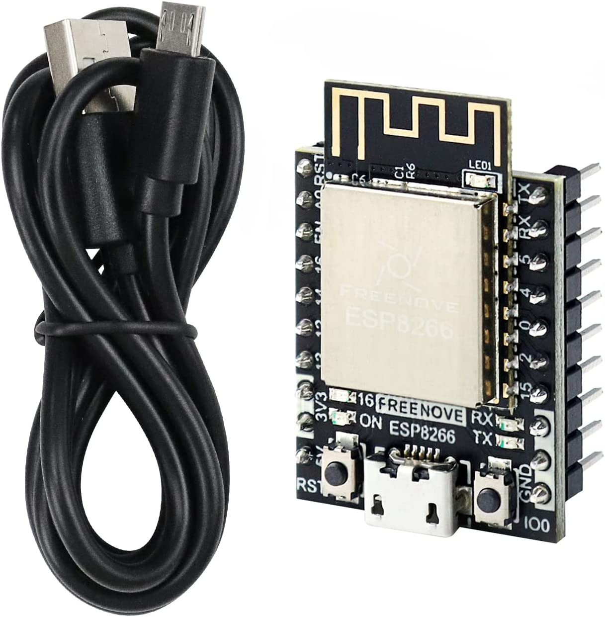 Freenove ESP8266 Development Board, 32-Bit 160 Mhz Mini Microcontroller, Onboard Wi-Fi, Python C Code, Example Projects Tutorial