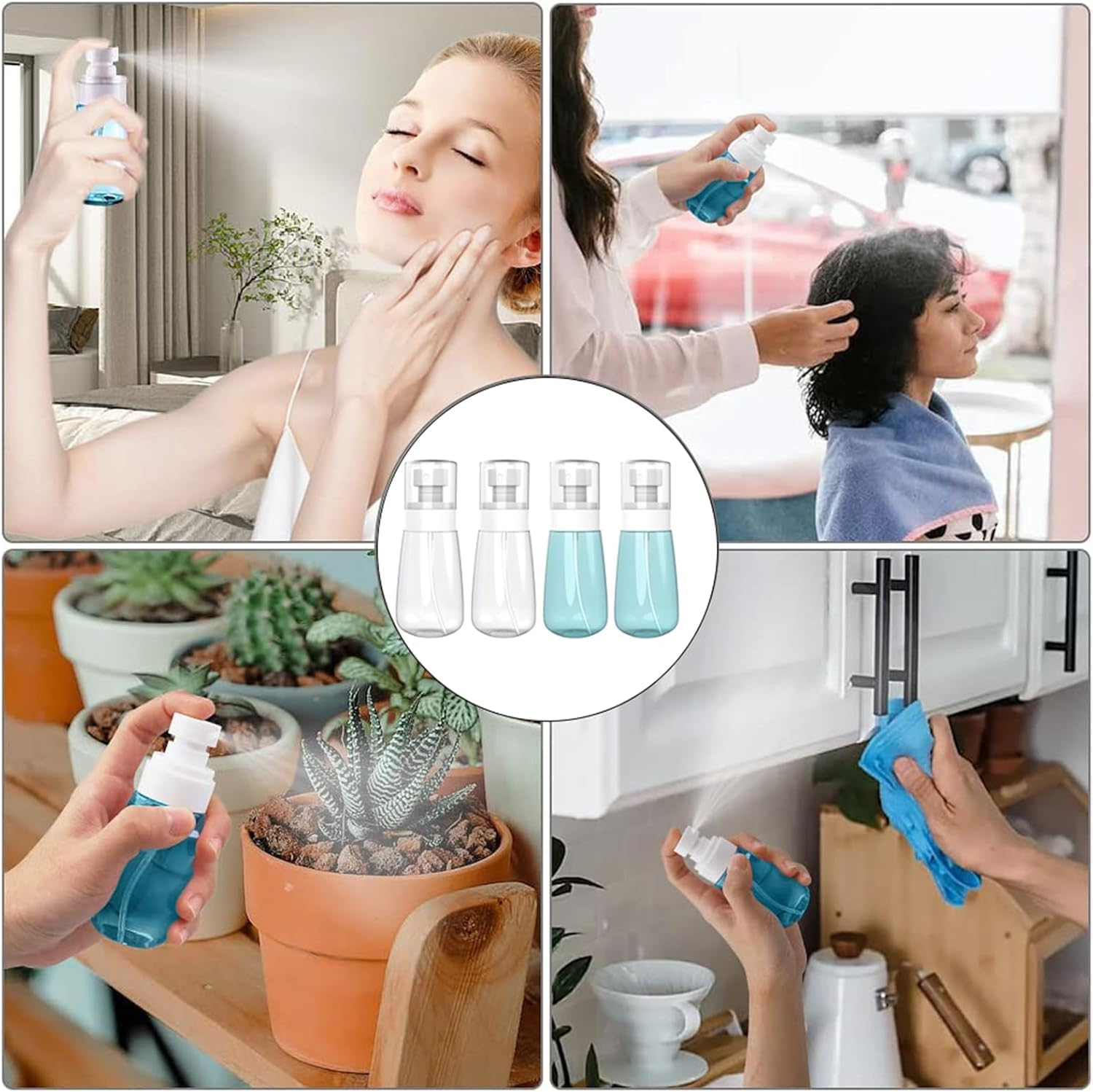 Travel Size Spray Bottles, 60Ml/2Oz, Clear Plastic Fine Mist Sprayer, 4Pcs Fine Mist Mini Empty Clear Containers Water Mist Sprayer, Mini Misting Travel Spray Bottles image number 1