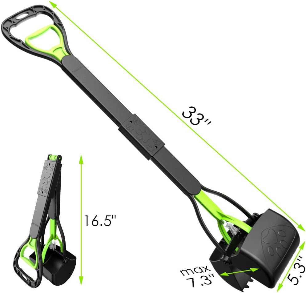 TIMINGILA 33" Long Handle Portable Pet Pooper Scooper for Large and Small Dogs,High Strength Material and Durable Spring,Great for Lawns, Grass, Dirt, Gravel image number 1