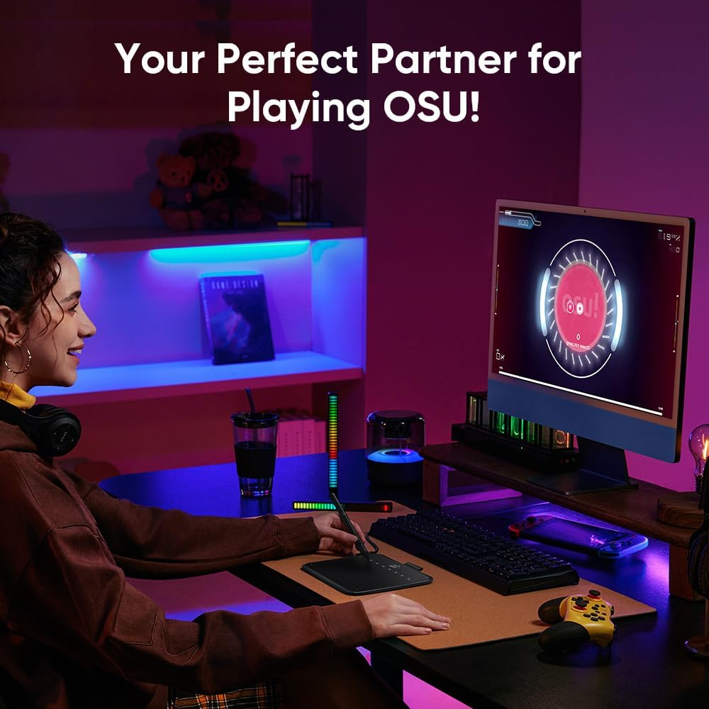 Xppen Deco 640 Drawing Tablet with 16384 Pressure Levels Sensitivity Battery-Free Stylus 6*4 Inch OSU Drawing Pad Graphic Tablet for Digital Drawing Teaching Designing Editing Work for PC Mac Android