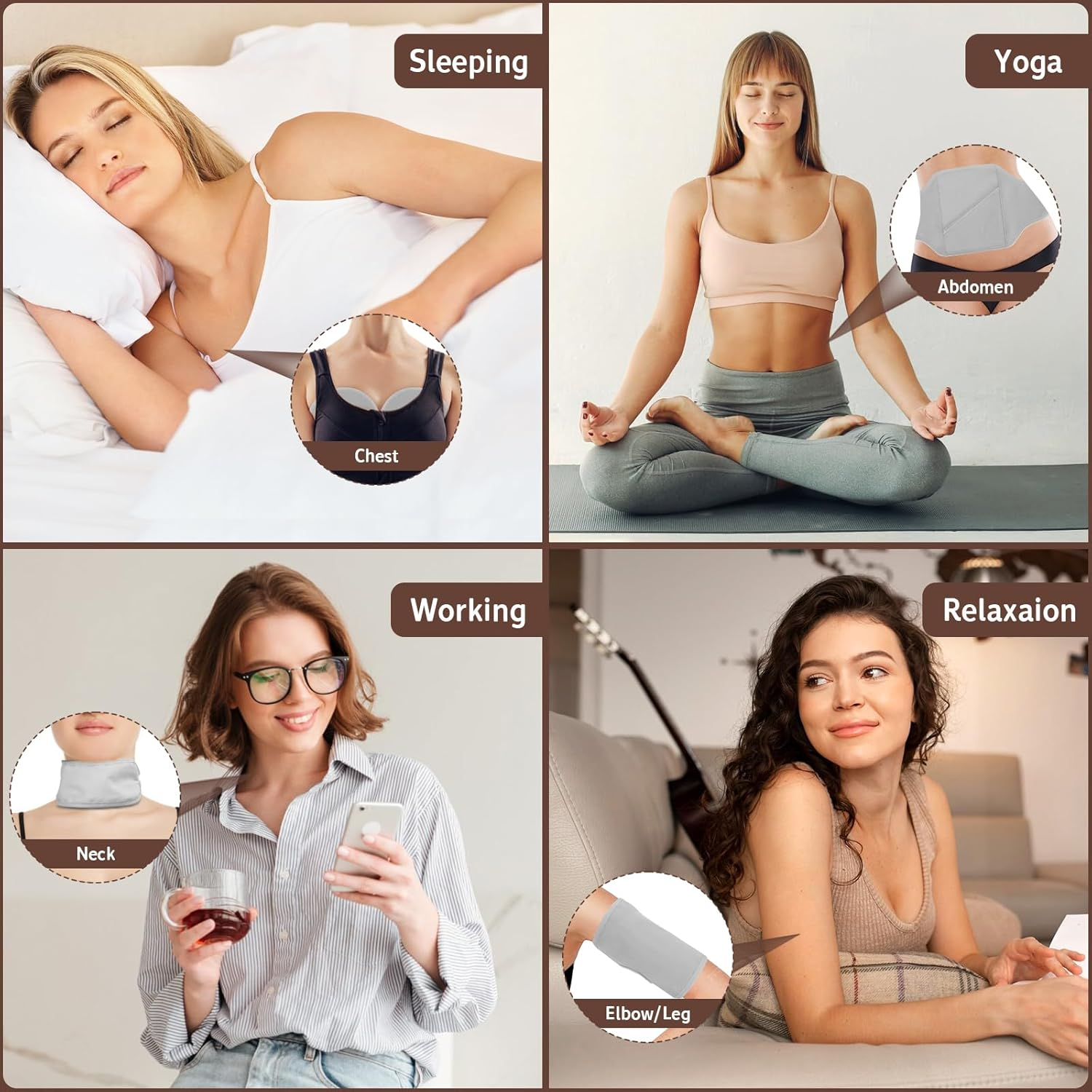 QYCHHJ 8PCS Castor Oil Pack Wrap Kit Reusable Organic Flannel with Heating Pad for Liver Detox, Comfort Sleep, Inflammation Adjustable Elastic Strap Flannel Cotton Machine Washable, Gray image number 1