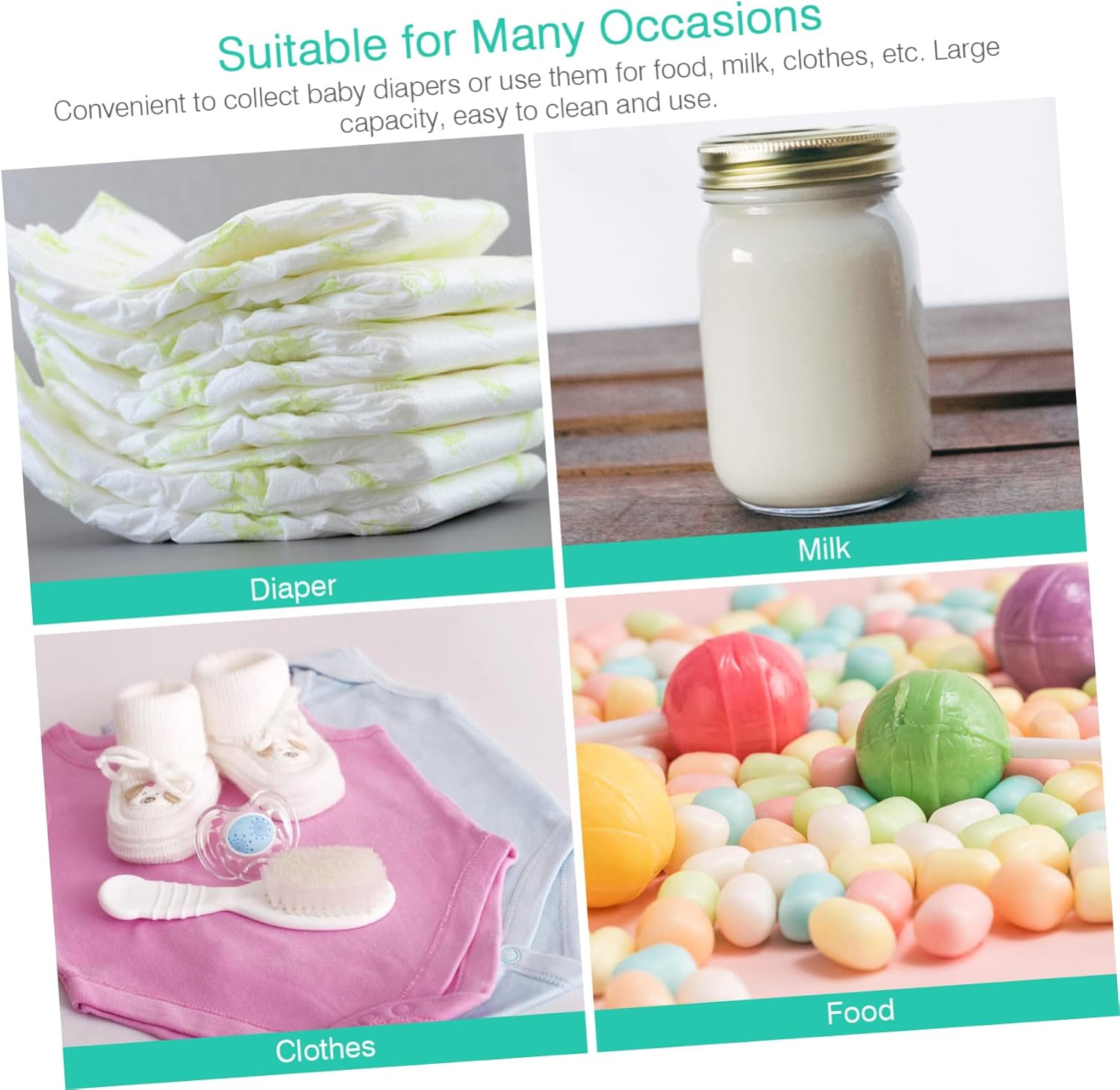 Ibasenice 3Pcs Hanging Diaper Bags Versatile Pouches for Wet and Dry Diapers Convenient Storage for Travel Nursery and Outdoor Use Mixed Styles image number 3