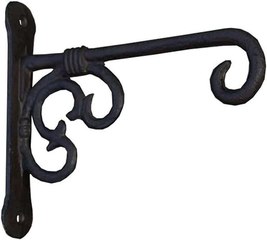 Heavy Duty Cast Iron Large Hook Hanging Plant Brackets,Cast Iron Vintage Wall Hook,Wrought Iron Wall Flower Stand,Garden Decoration, Balcony Hanging Basket Rack-2Pcs image number 1