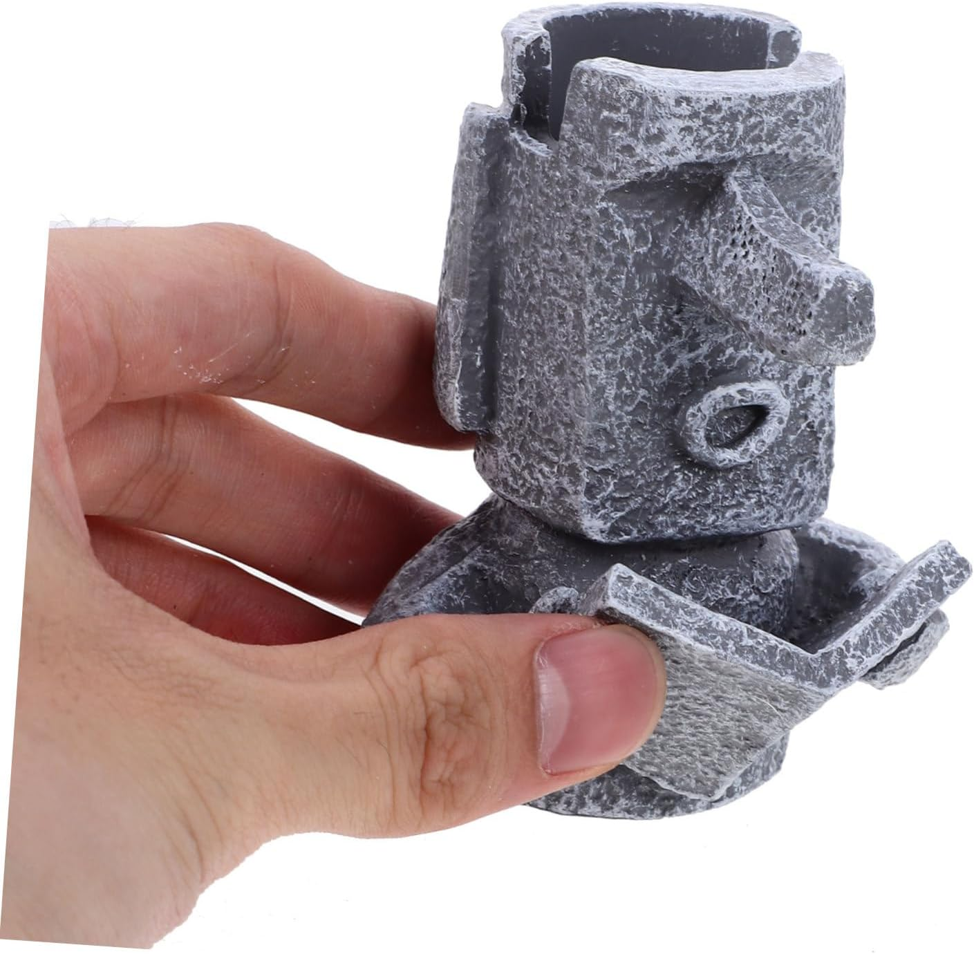 LAPYAPPE 1Pc Gray Resin Moai Statue Eyeglasses Holder Pen Organizer Multipurpose Desk Decoration for Office Stylish Storage for Pens Pencils Accessories image number 1