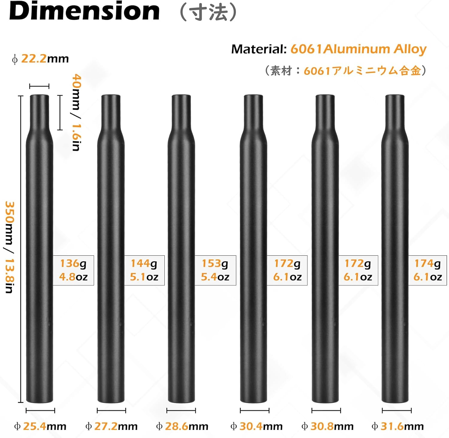 TRIWONDER Bike Seat Post 25.4Mm 27.2Mm 28.6Mm 30.4Mm 30.8Mm 31.6Mm Aluminum 350Mm Length Alloy Saddle Pole Bike Seatpost Seat Tube Bicycle Seat Post image number 2