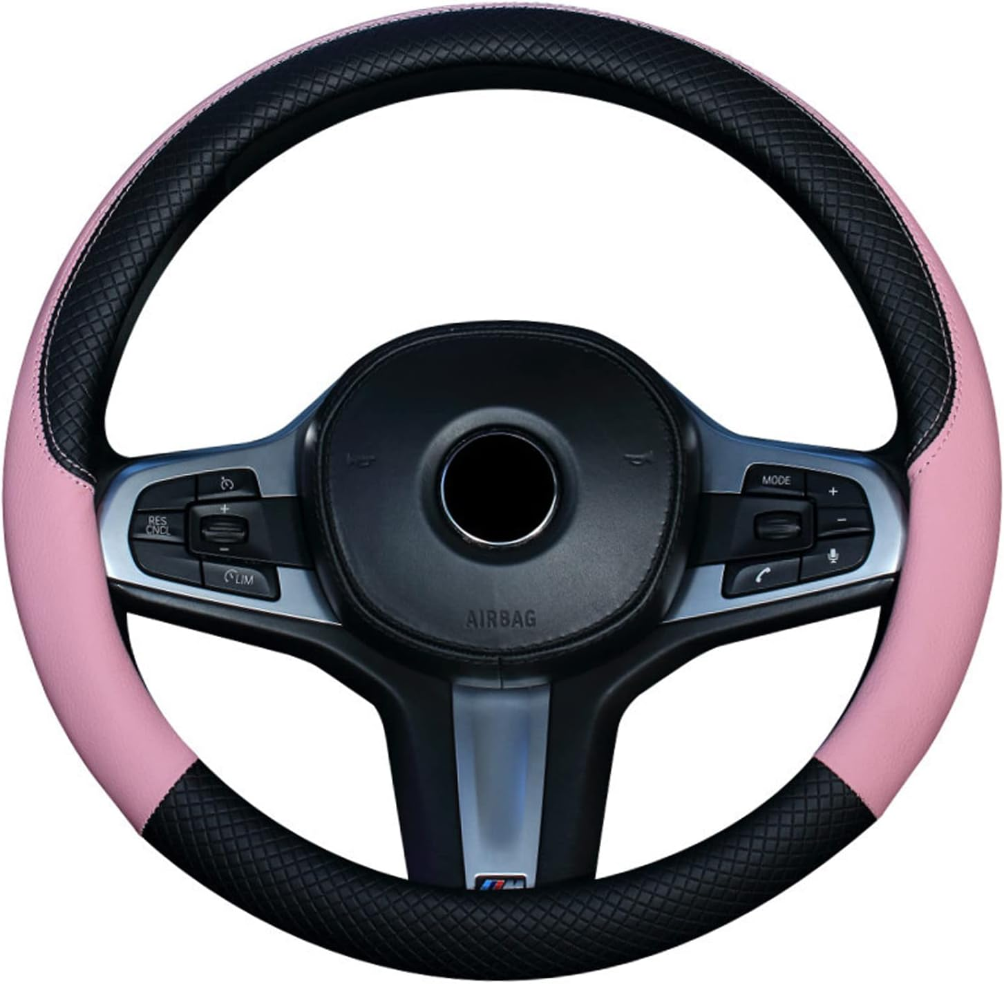 YSHIGUING Car Steering Wheel Covers 37-38Cm PU Leather Breathable Anti-Slip Protector Interior Accessories for Car (Pink) image number 4