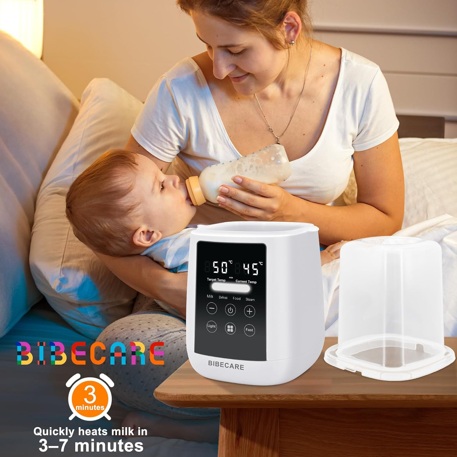 Bottle Warmer, Baby Fast Bottle Warmer for Breastmilk & Formula with Temp Display, Accurate Temperature Control, 9 in 1 Auto Shut-Off, Defrost, Keep 48H Warm & Night Light Heat Baby Food Jars