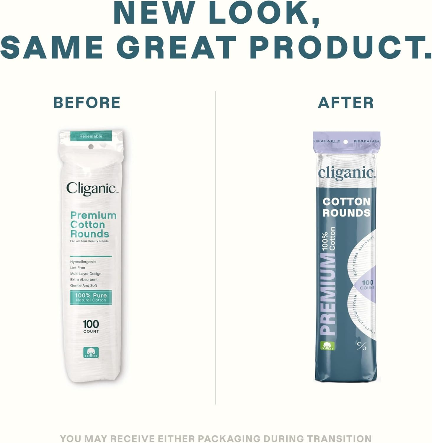 Cliganic Premium 100% Cotton Makeup Remover Pads 540 Count, (Pack of 6) image number 2