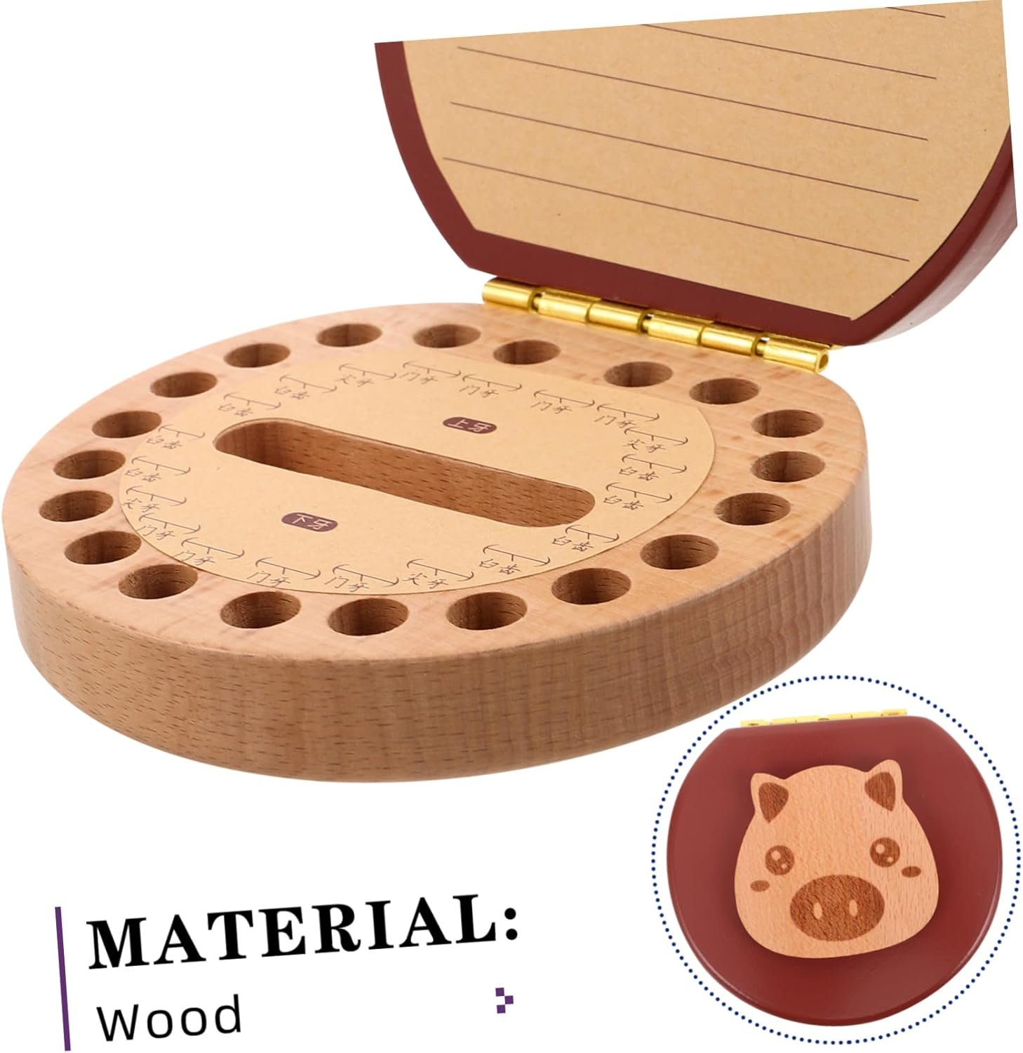 MERRYHAPY Boy Girl'S Teeth Collection Box Wooden Tooth Keepsake Holder Keepsake Storage Box And image number 5