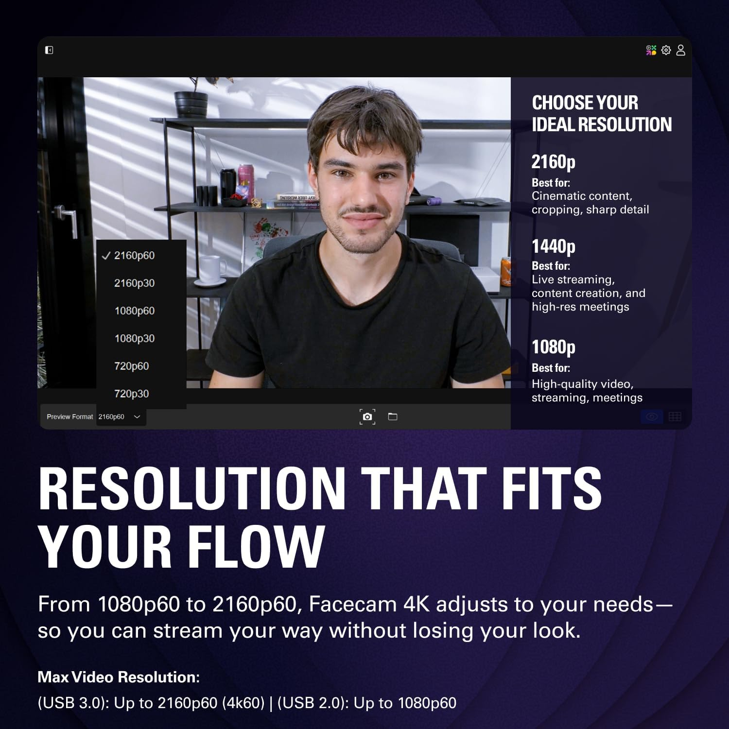 Elgato Facecam 4K - 4K60 Studio Webcam, Dslr-Like Control, Cinematic Effects, 49Mm Lens Filters, HDR, Uncompressed Video, Optimized Focus Area | USB-C for PC & Mac image number 4