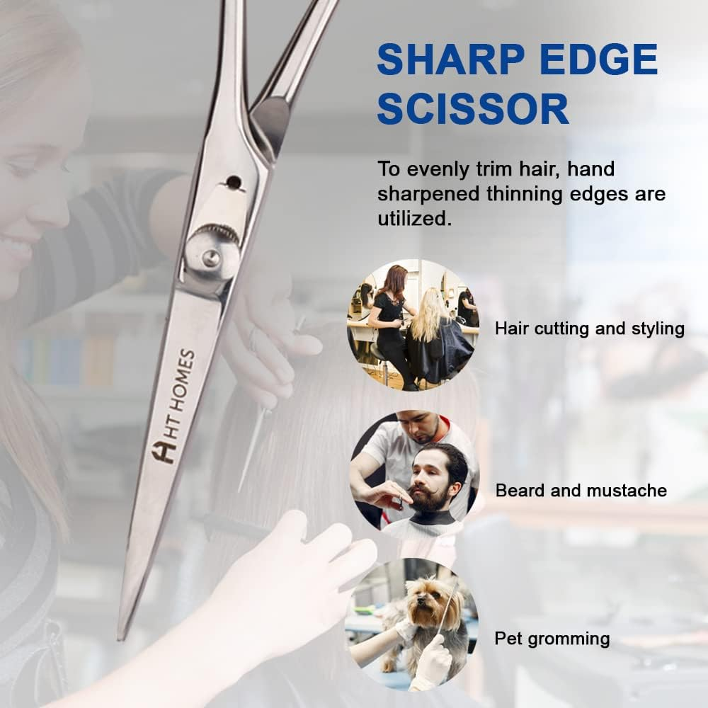 Hair Cutting Scissors Professional Hairdressing Barber Shears 6.5 Inch Silver Hairdressing Scissors & Hair Cutting Shears Japanese Stainless Steel Salon Scissors(6.5" Cutting Scissor, SILVER) image number 4