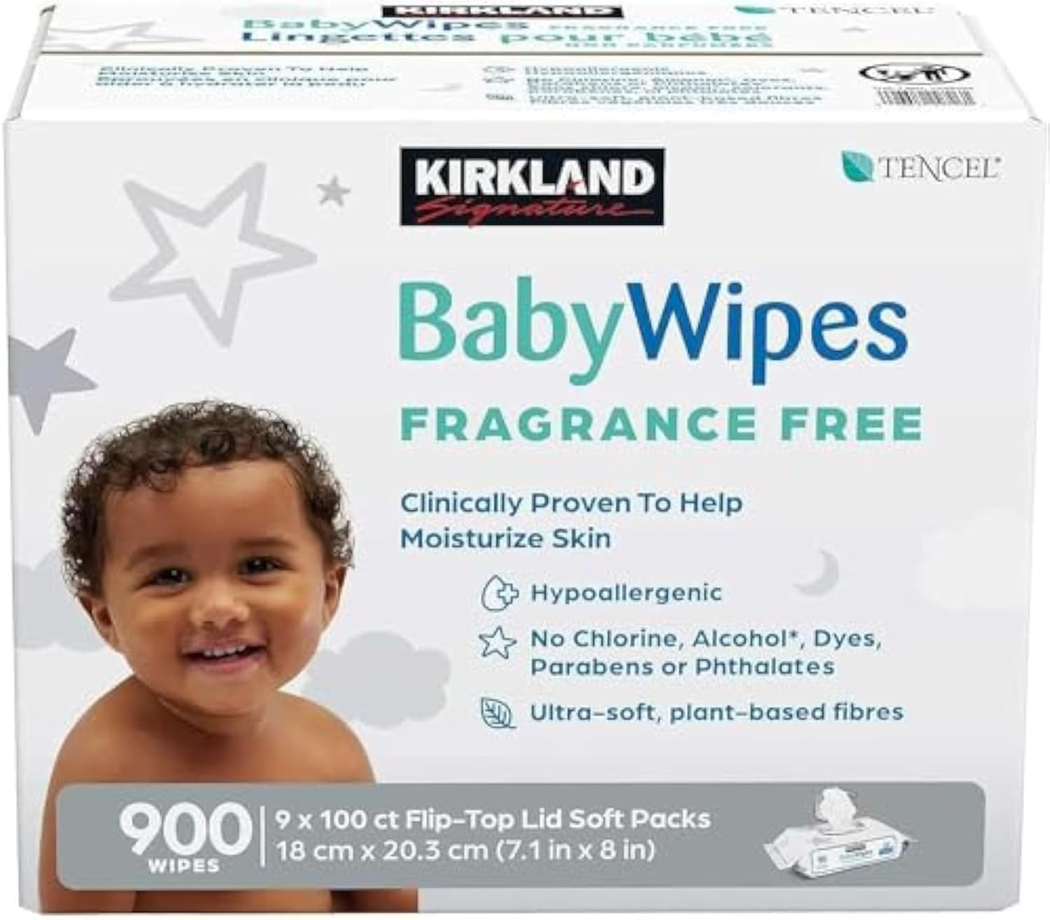 Kirkland Signature Baby Wipes, Fragrance Free, 9 Packs of 100 image number 2