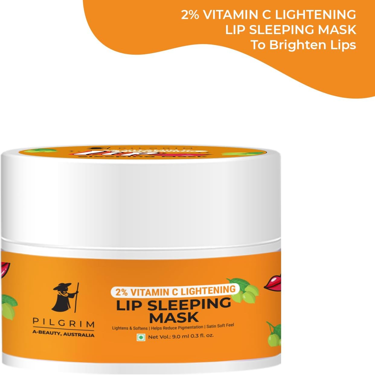Pilgrim 2% Vitamin C Lightening Lip Sleeping Mask for Glowing Lips with Australian Kakadu Plum & Lime Pearl | Lip Sleeping Mask for Women & Men for Soft, Smooth & Dark Lips| Reduce Pigmentation| 9Gm image number 4